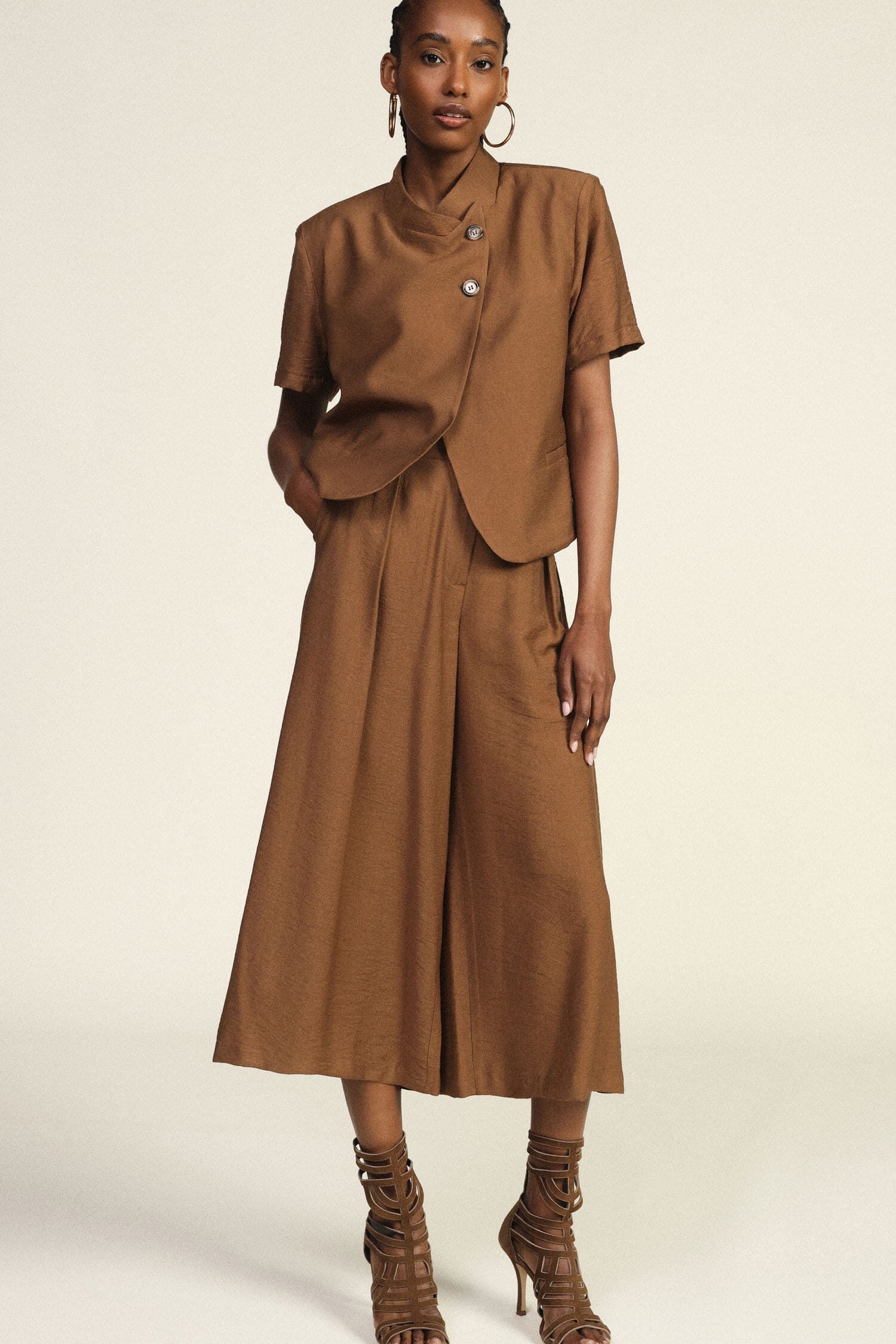 Pantaloni Palazzo Cropped Con Pinces E Tasche Dixie