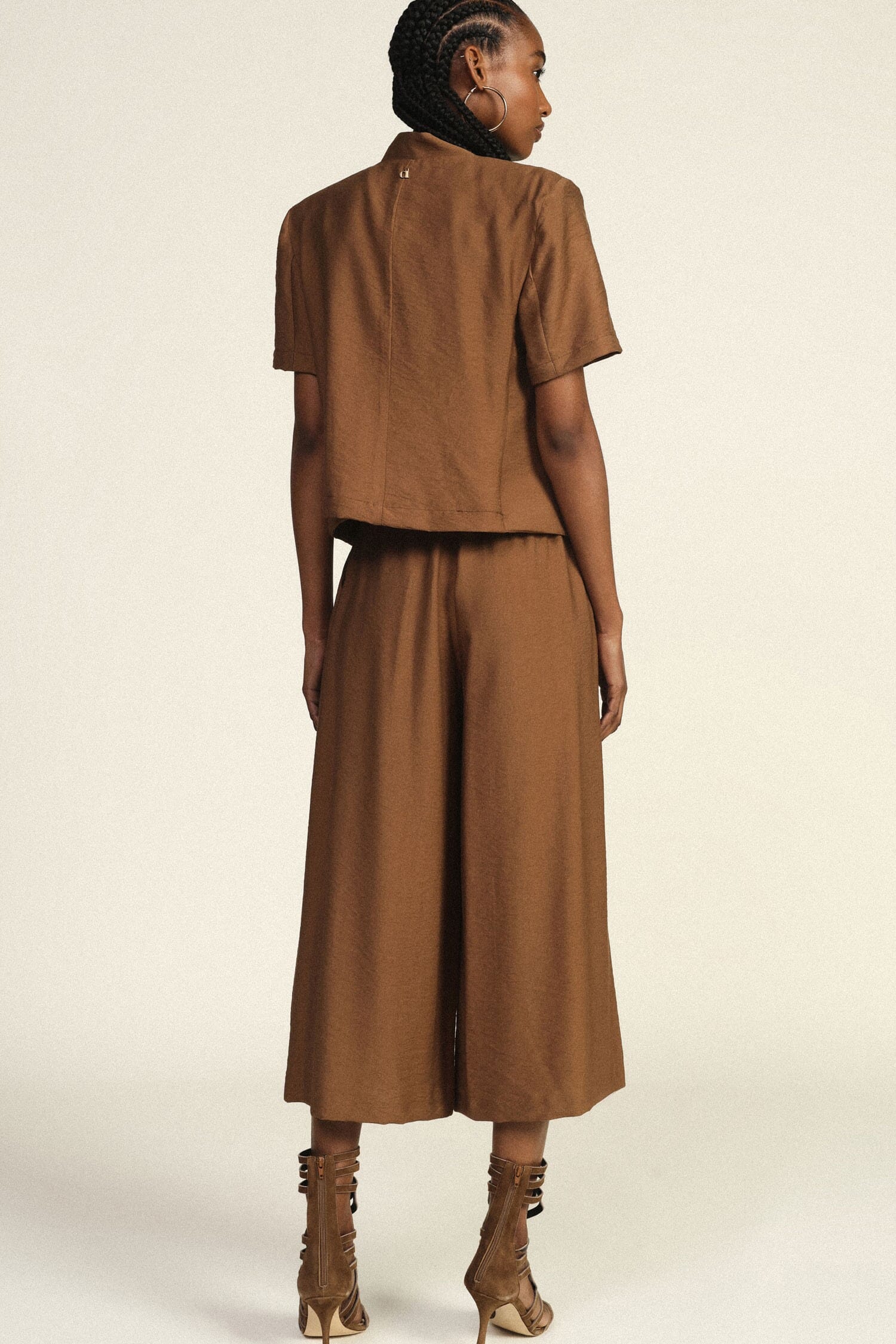 Pantaloni Palazzo Cropped Con Pinces E Tasche Dixie