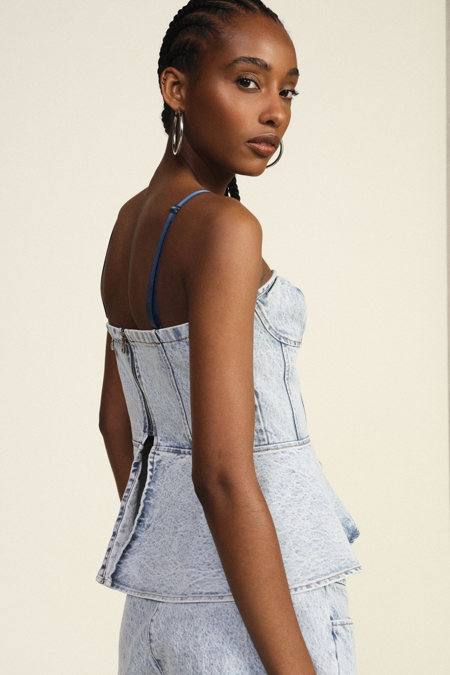 Top Bustier In Denim Con Spalline Sottili Dixie