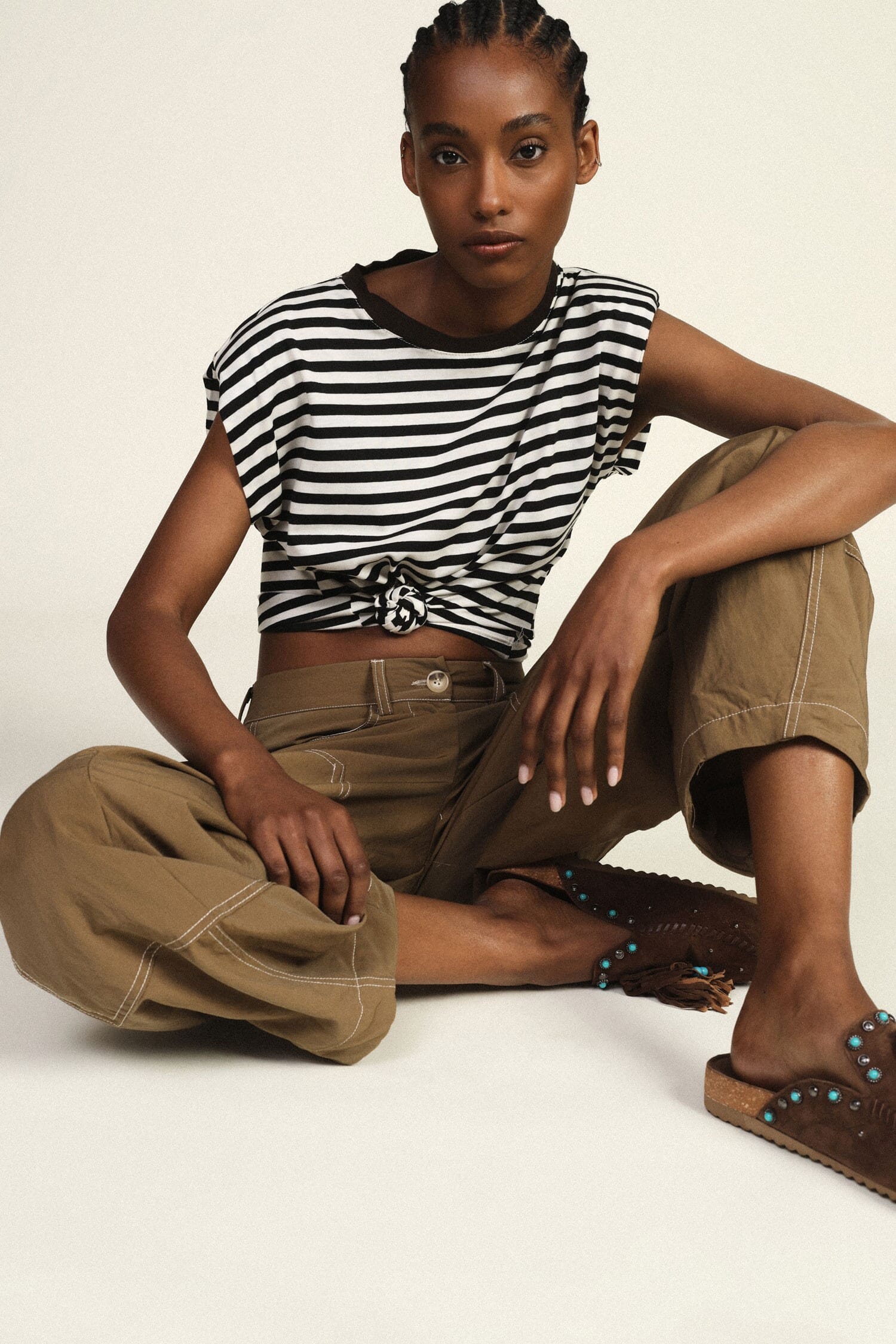 Dixie Contrast Round Neck Striped T-Shirt