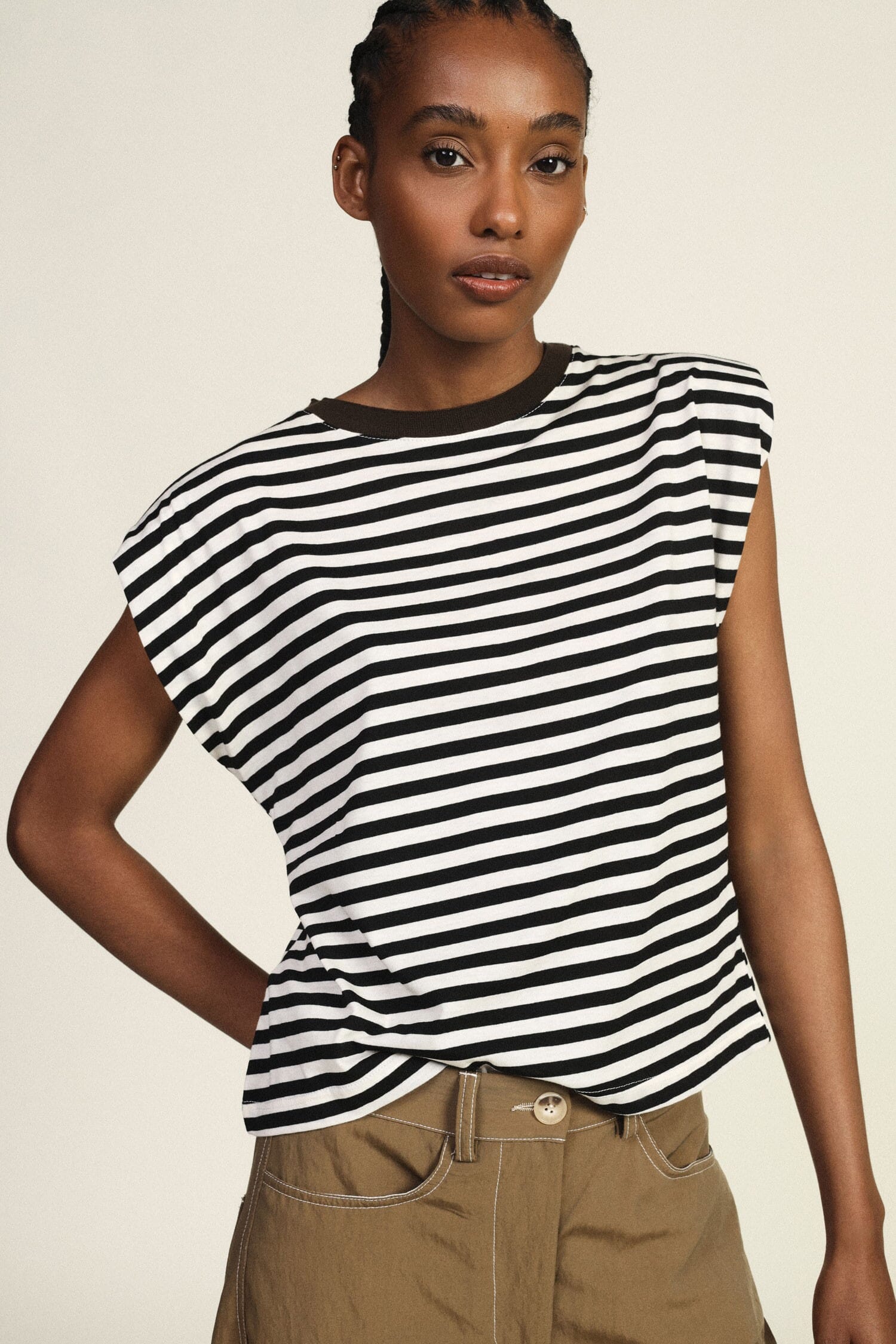 Dixie Contrast Round Neck Striped T-Shirt