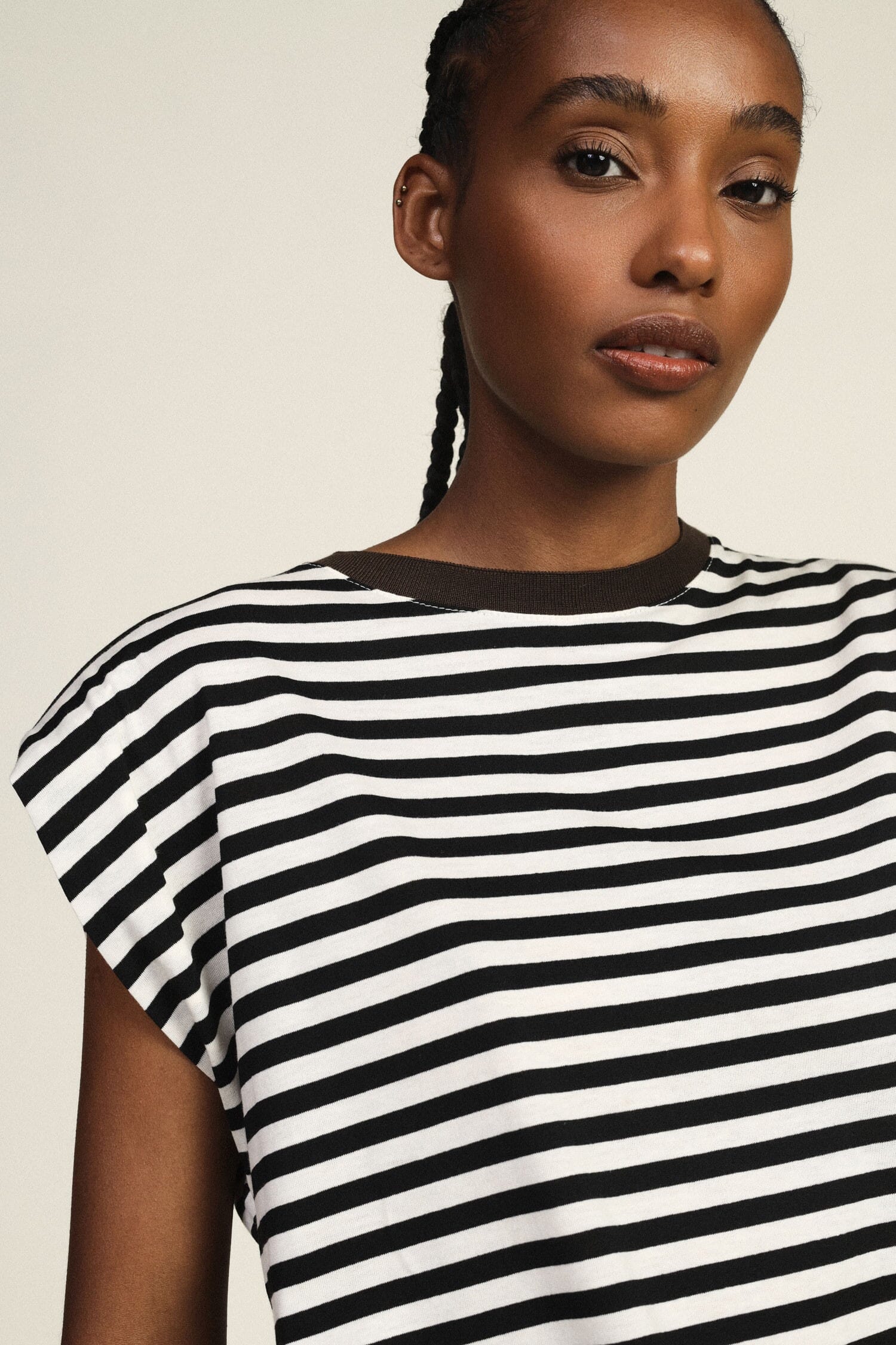 Dixie Contrast Round Neck Striped T-Shirt