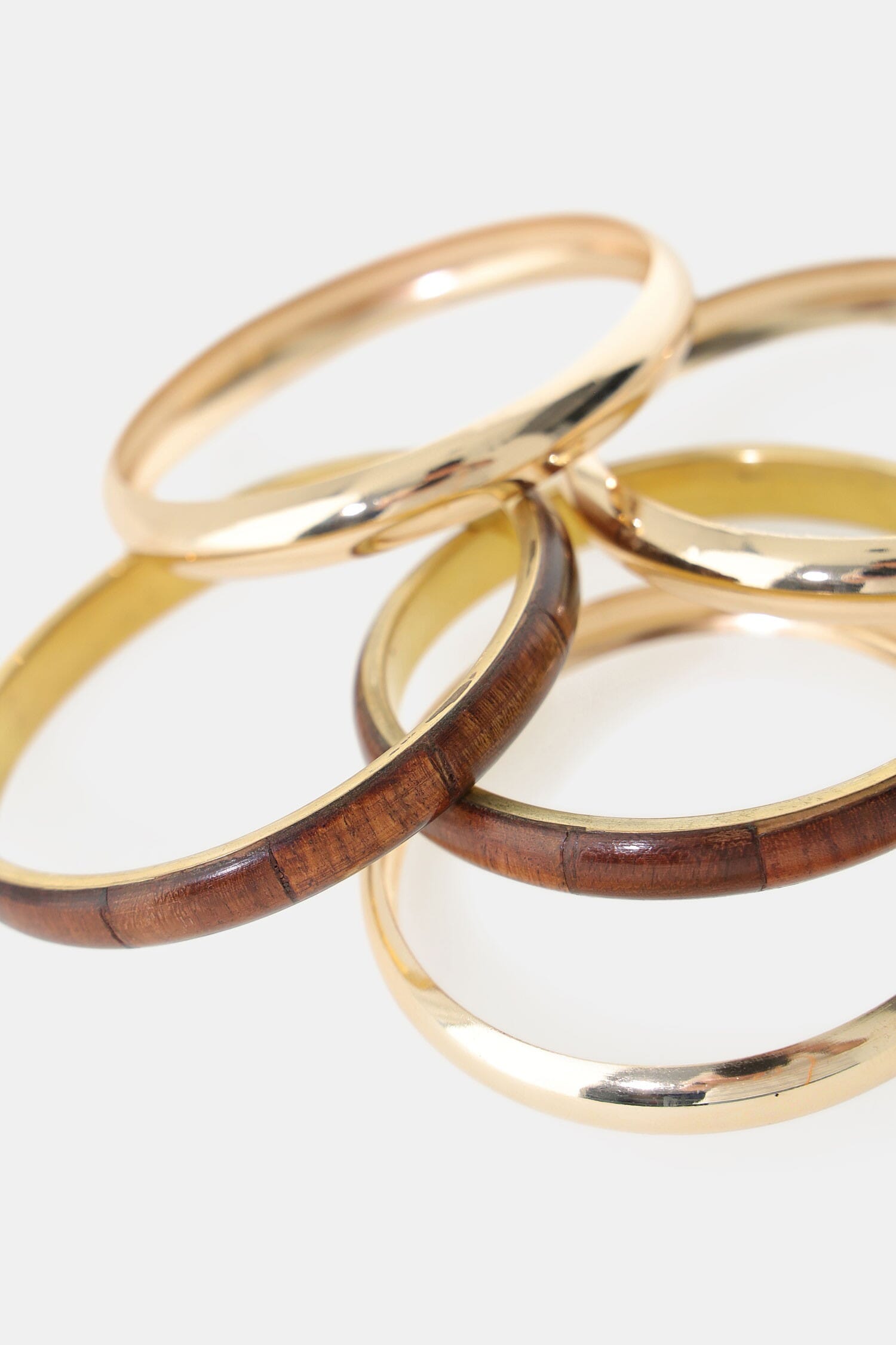 Rigid Bracelet Set With Wood Effect Inserts Dixie