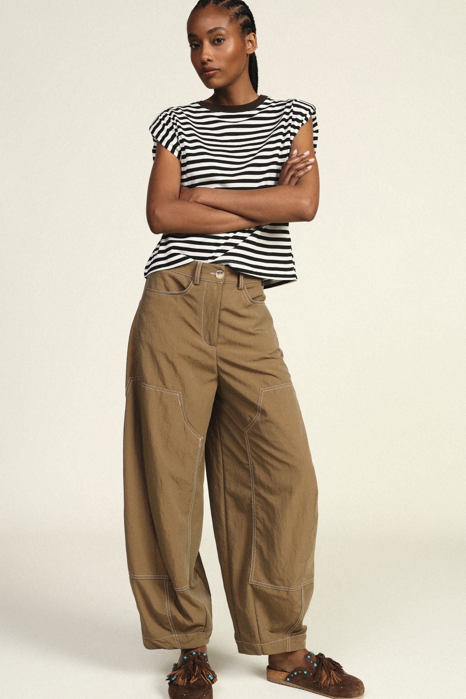 Pantalon Palace avec surpiqûres contrastées et poches Dixie