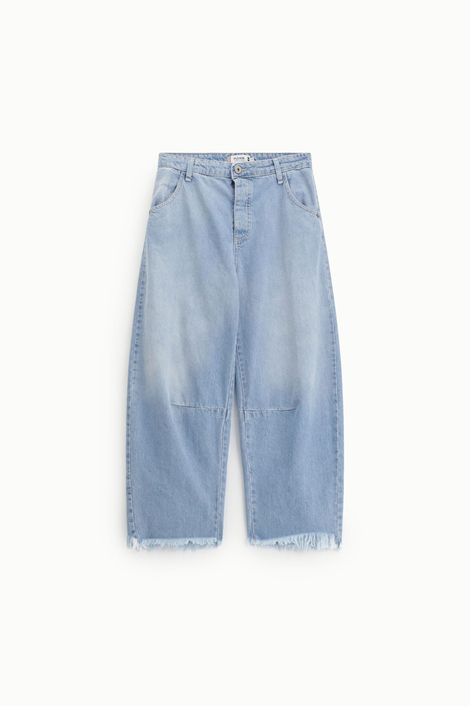 Jeans Baloon Fit Cropped Con Fondo Sfrangiato Please