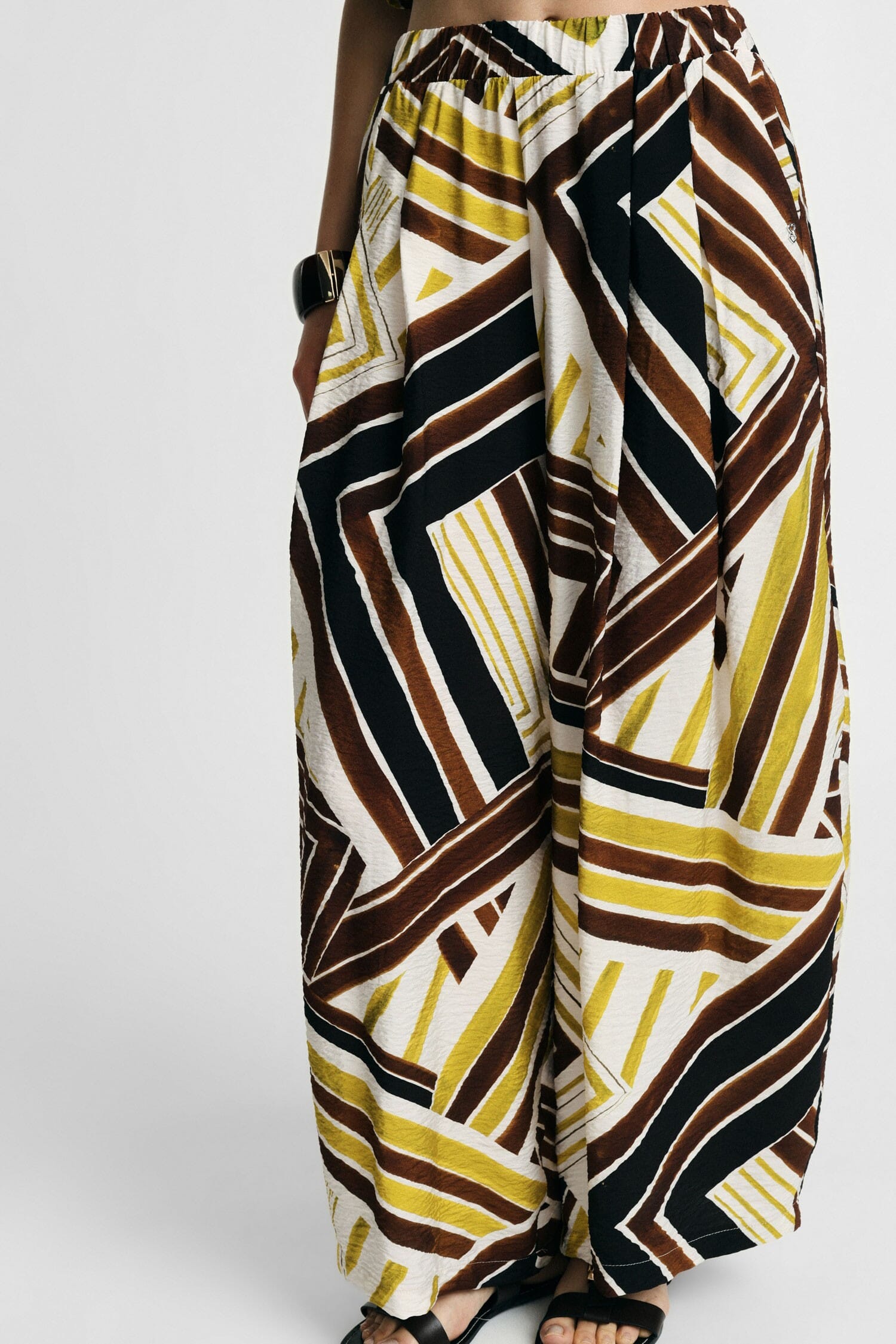 Pantaloni Palazzo Fantasia Geometrica Ampi Please