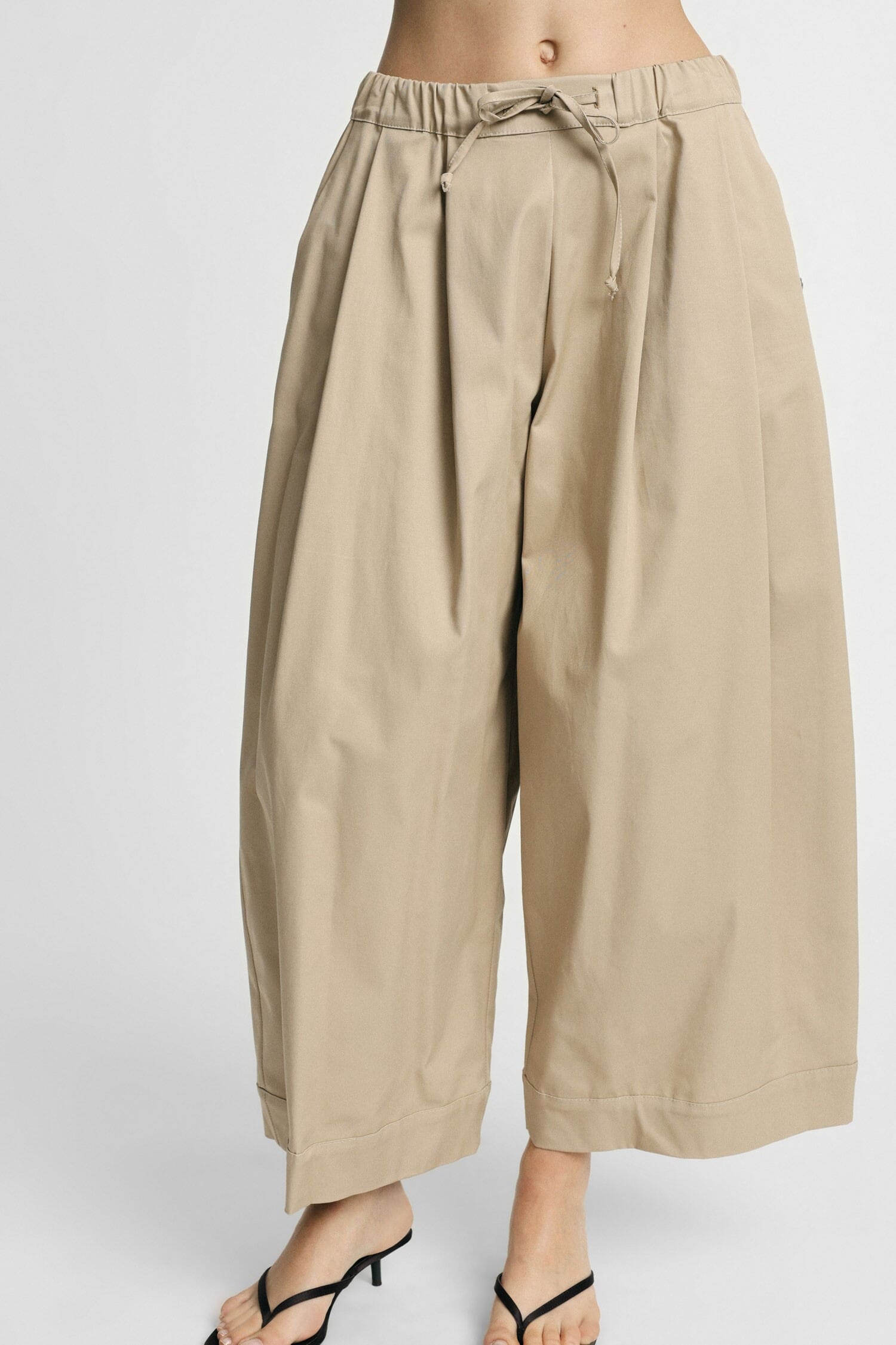 Pantaloni Palazzo Cropped Con Vita Elasticizzata Please