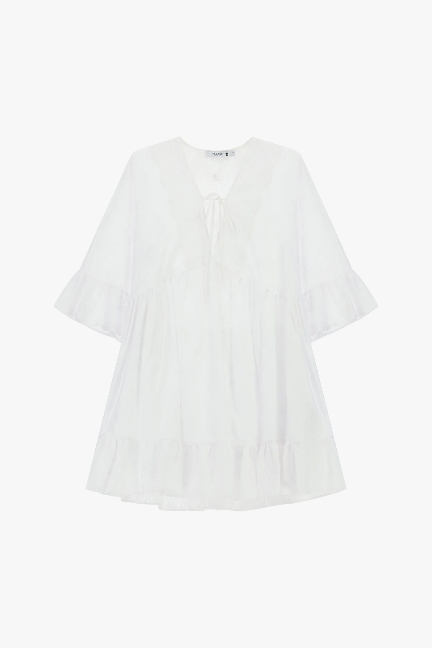 Vestito Corto Con Maniche Ampie E Volant Please
