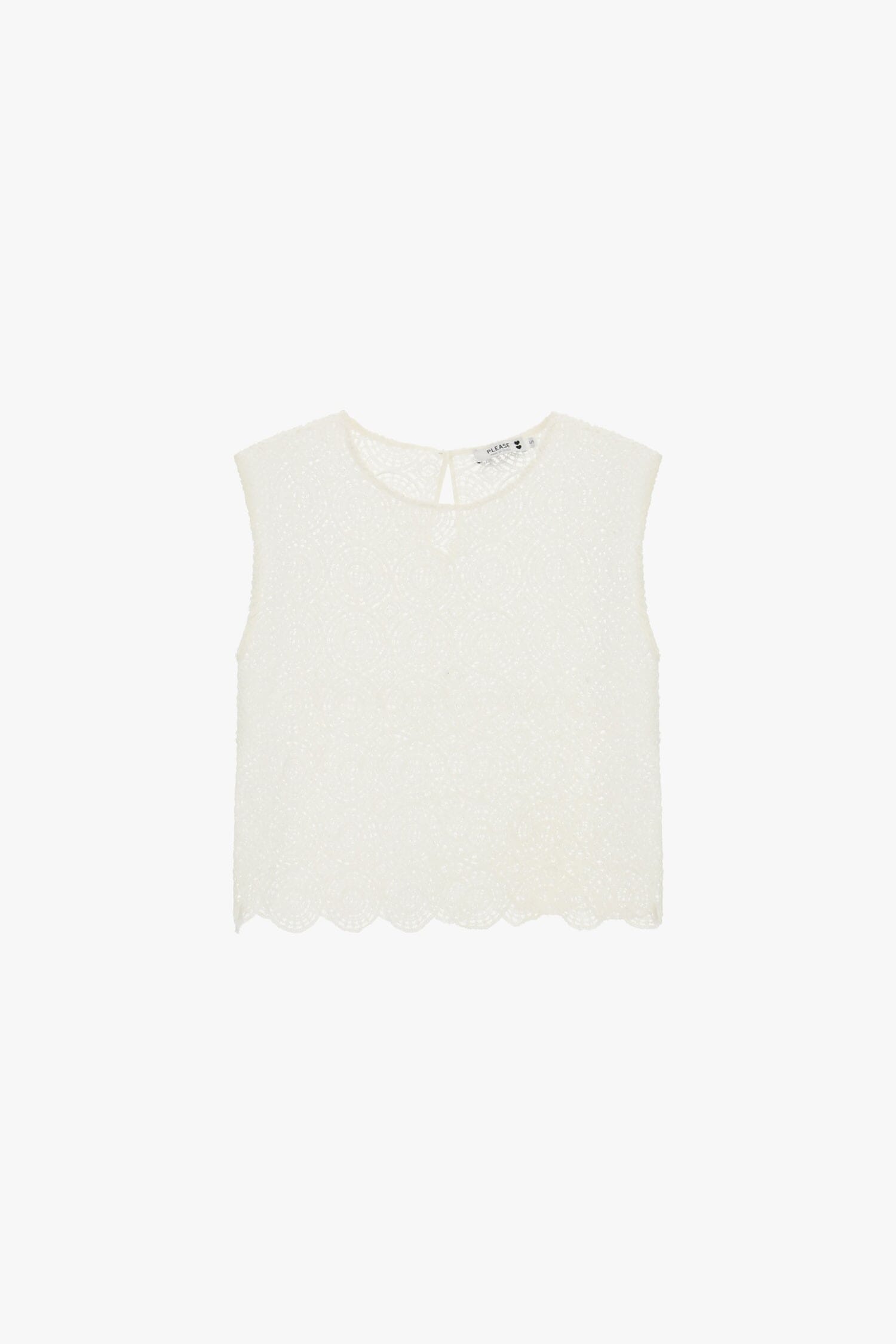 Blusa Ricamata Senza Maniche Con Bordo Smerlato Please