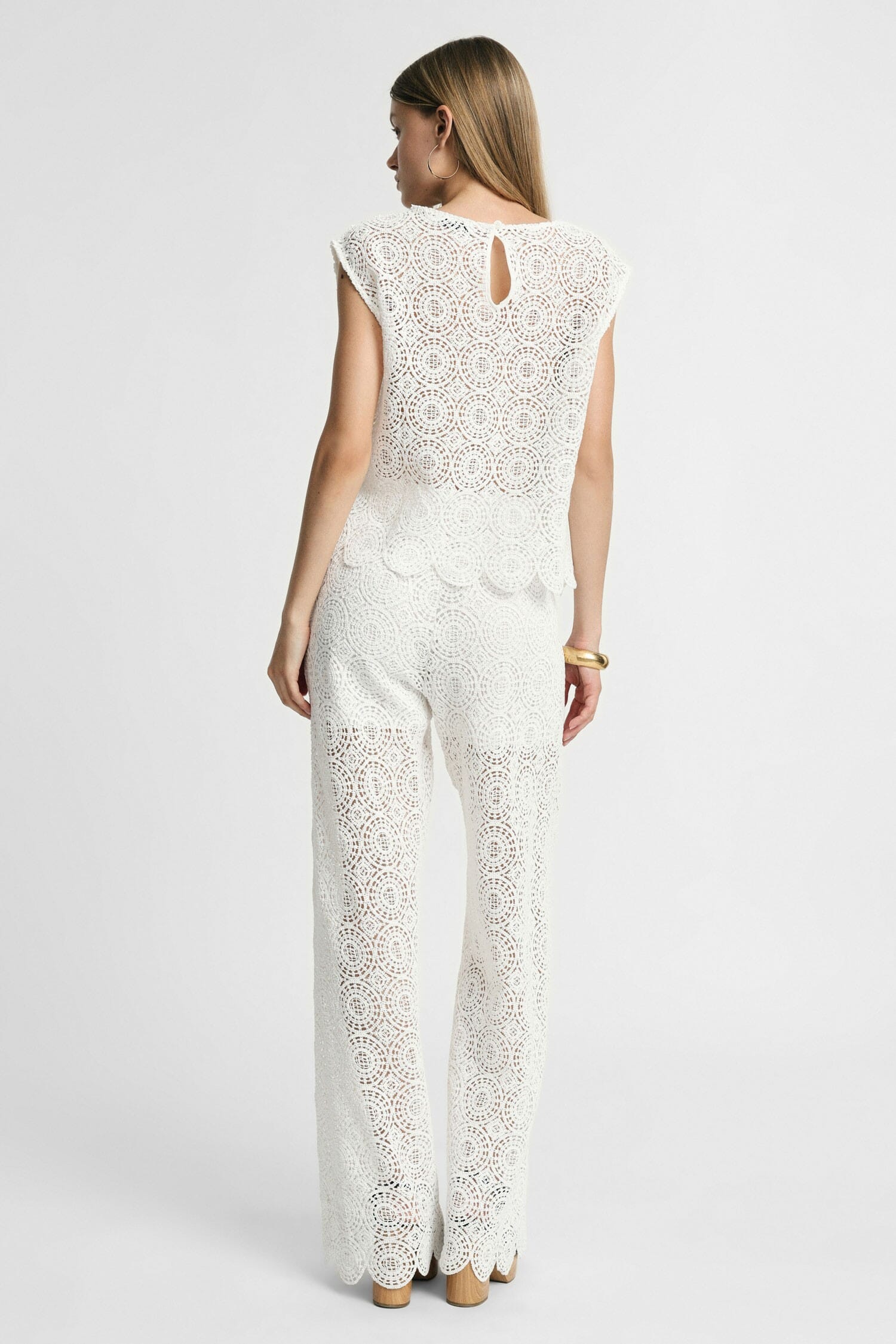 Baggy Palace Trousers With Perforated Embroidery Please