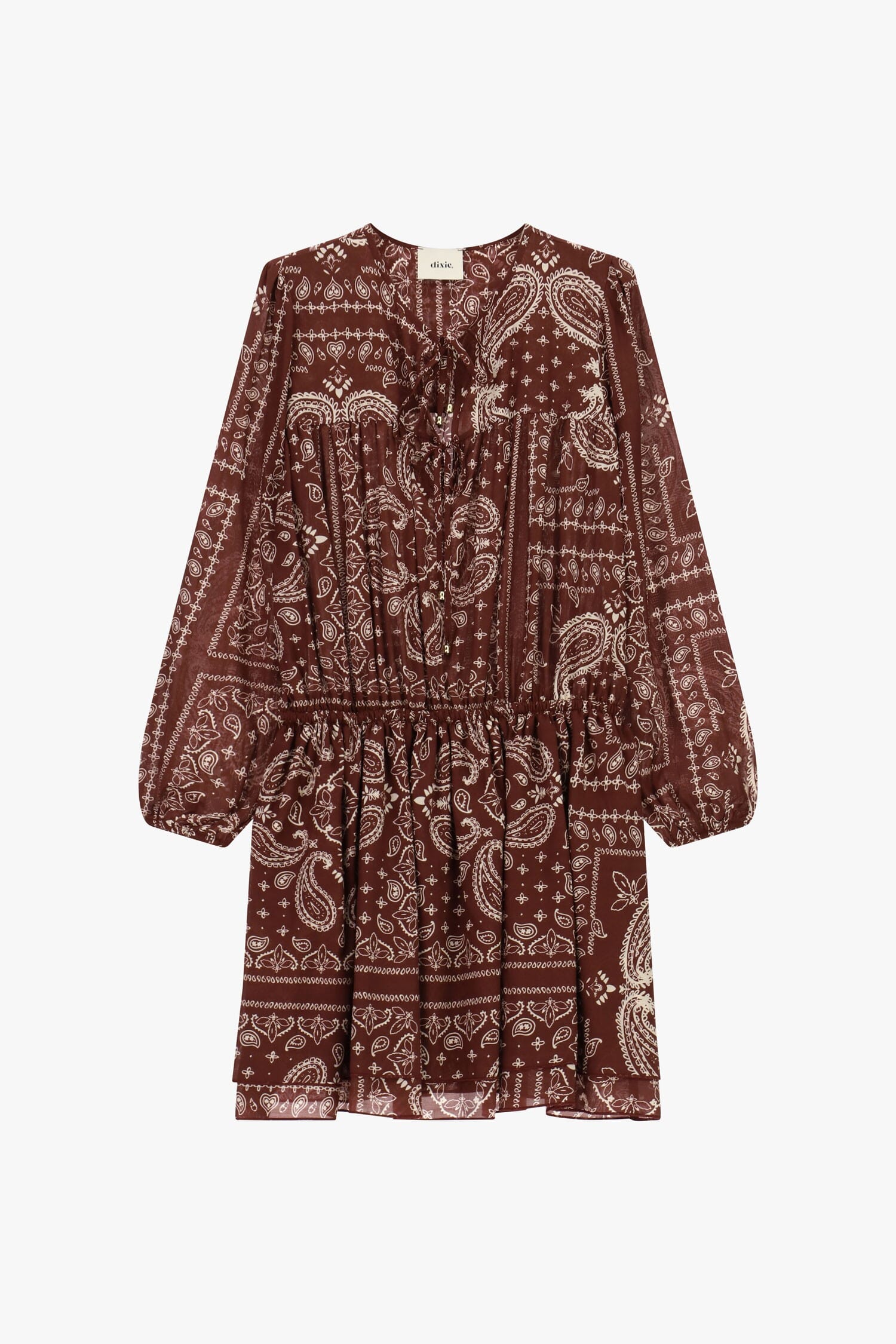 Abito Corto Stampa Paisley Con Maniche Lunghe Dixie
