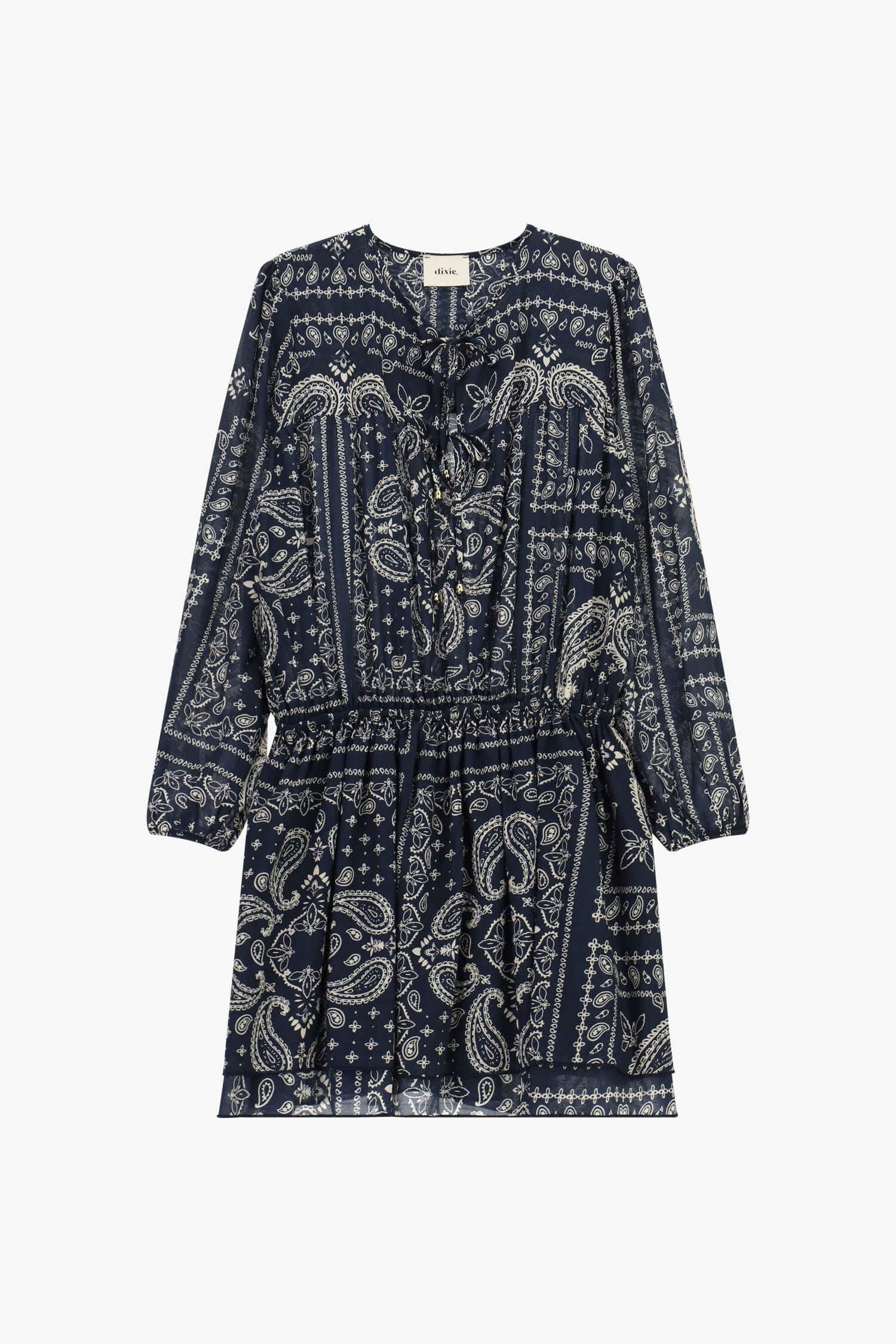 Abito Corto Stampa Paisley Con Maniche Lunghe Dixie