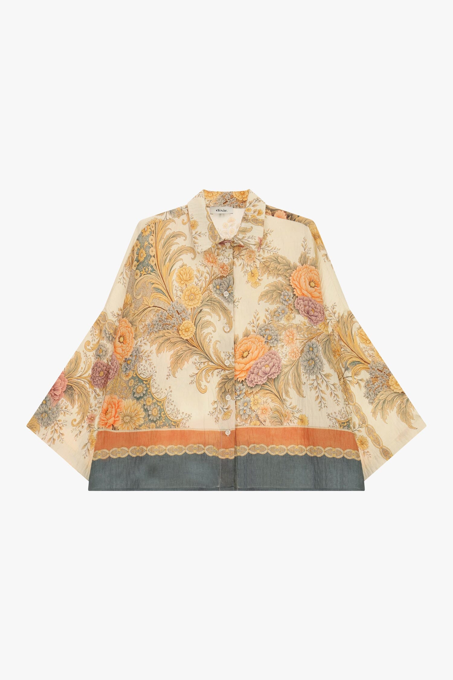 Camicia Ampia Fantasia Floreale E Bordi A Contrasto Dixie