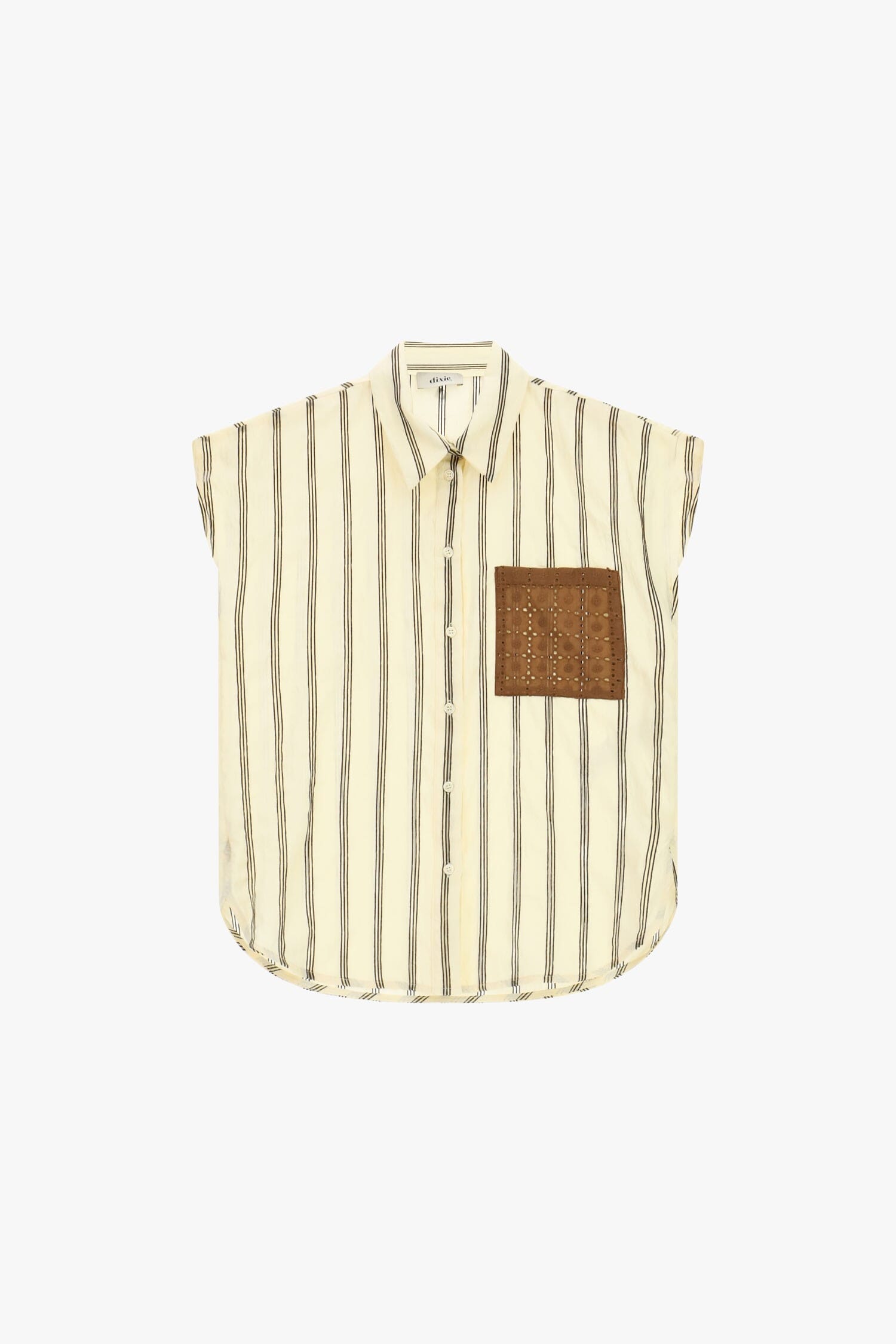 Camicia Senza Maniche A Righe Con Tasca Ricamata Dixie