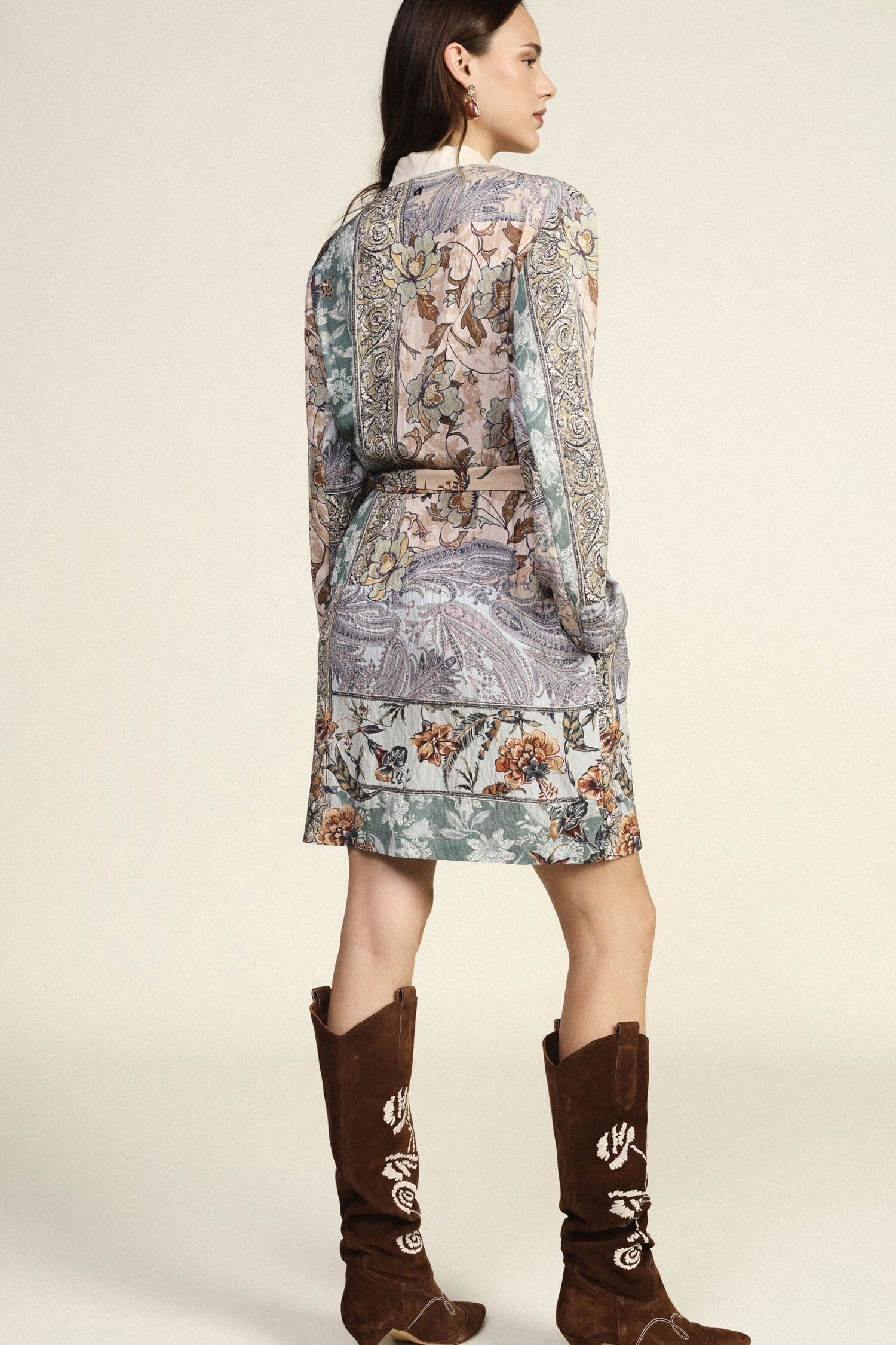 Cappotto Leggero Fantasia Floreale Cintura Coordinata Dixie