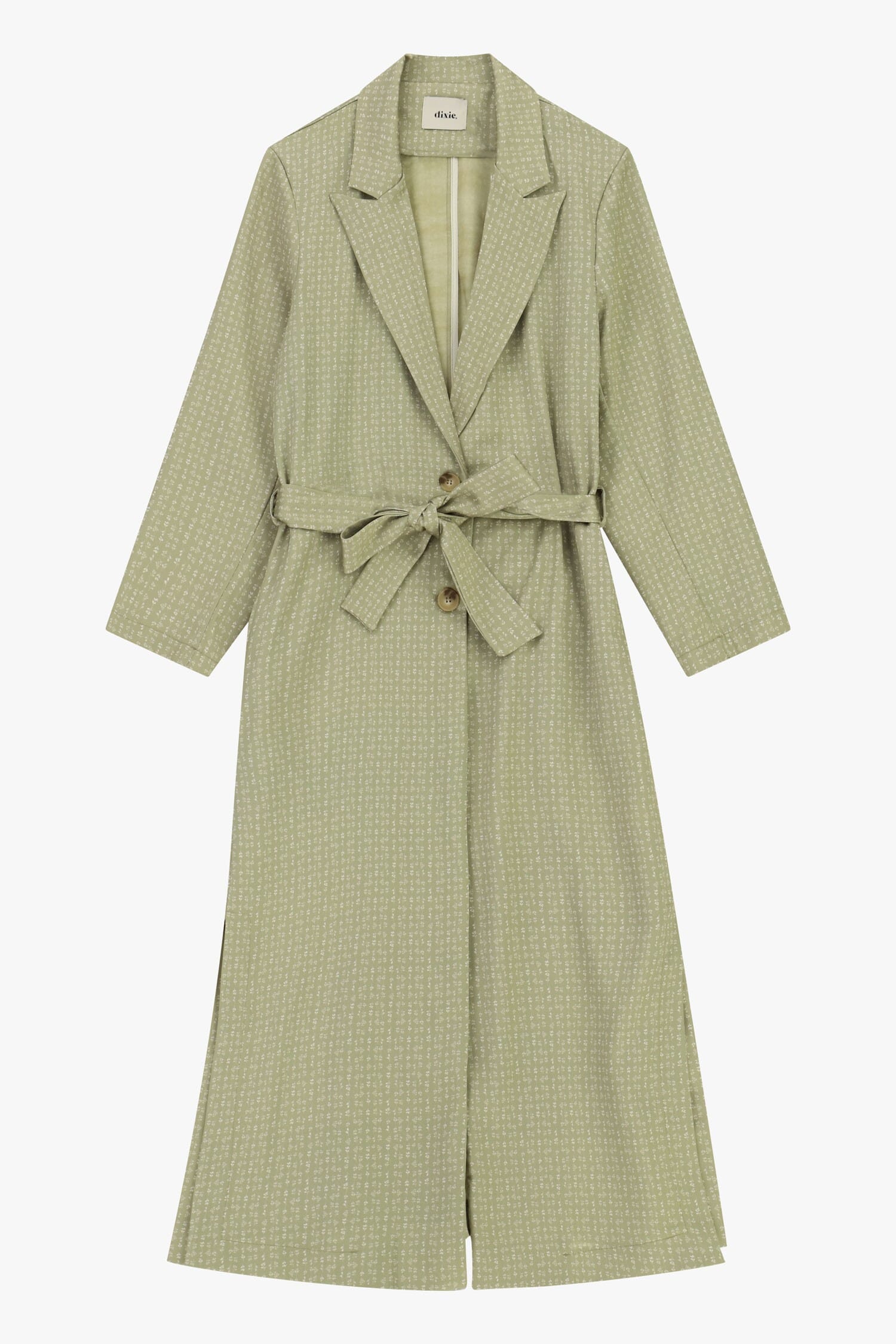 Trench-Coat Midi Motif Micro Print Ceinture Dixie