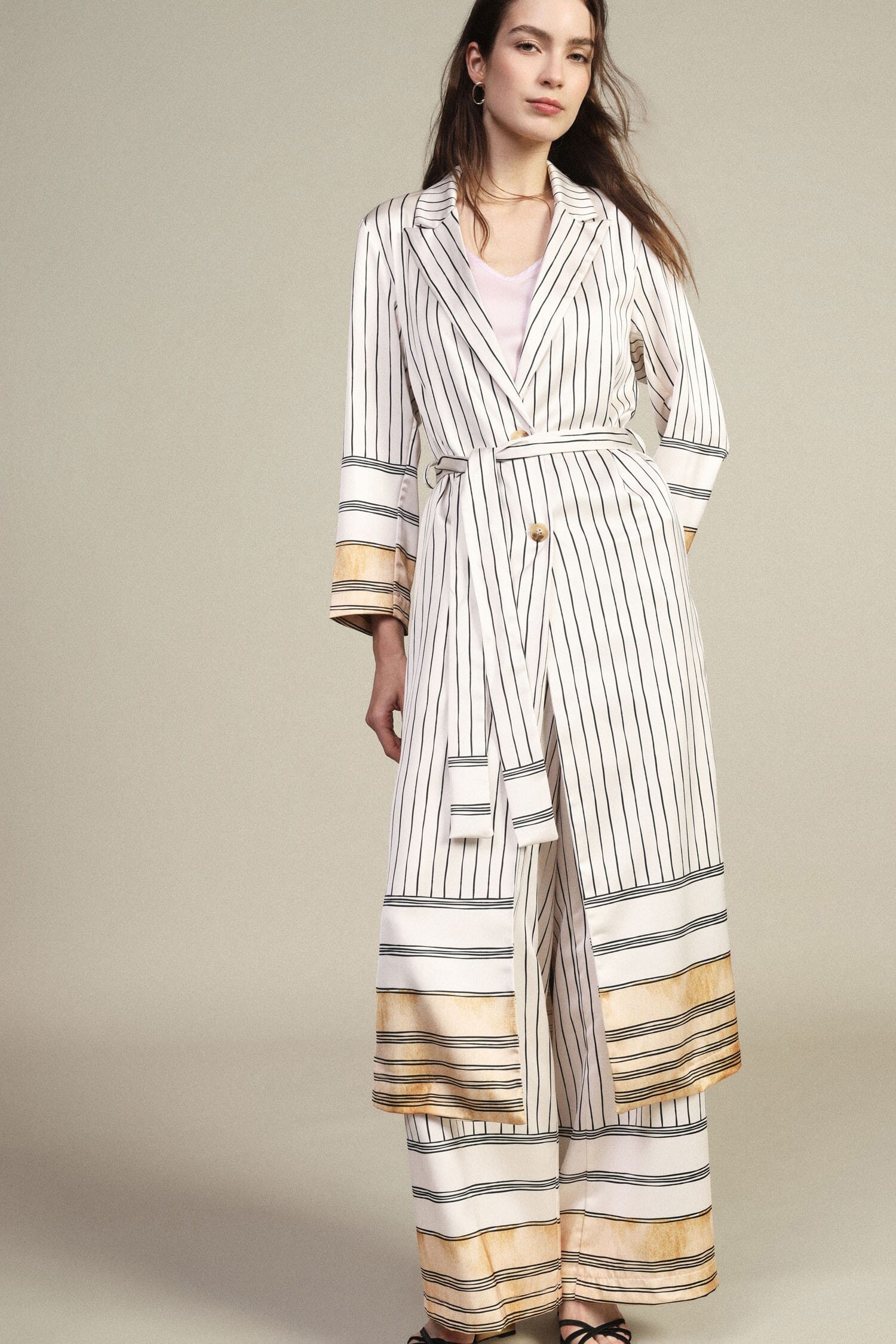 Trench rayé mi-long avec ceinture Dixie