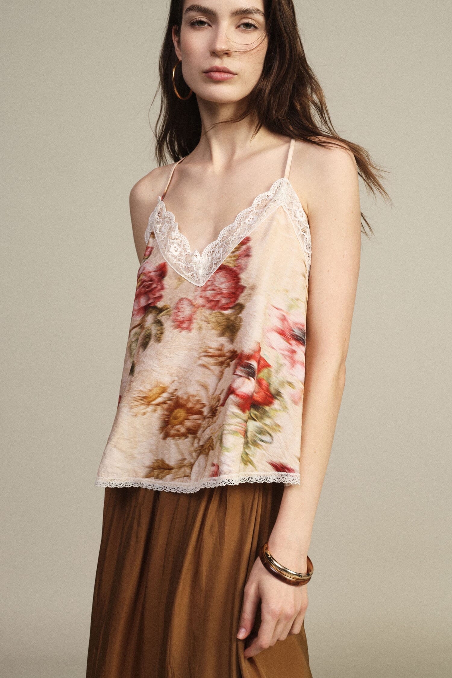 Top With Thin Straps And Floral Print Dixie