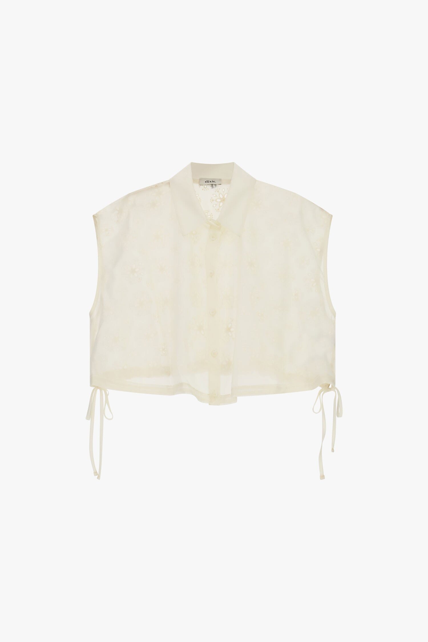 Cropped Sleeveless Shirt With Floral Embroidery Dixie