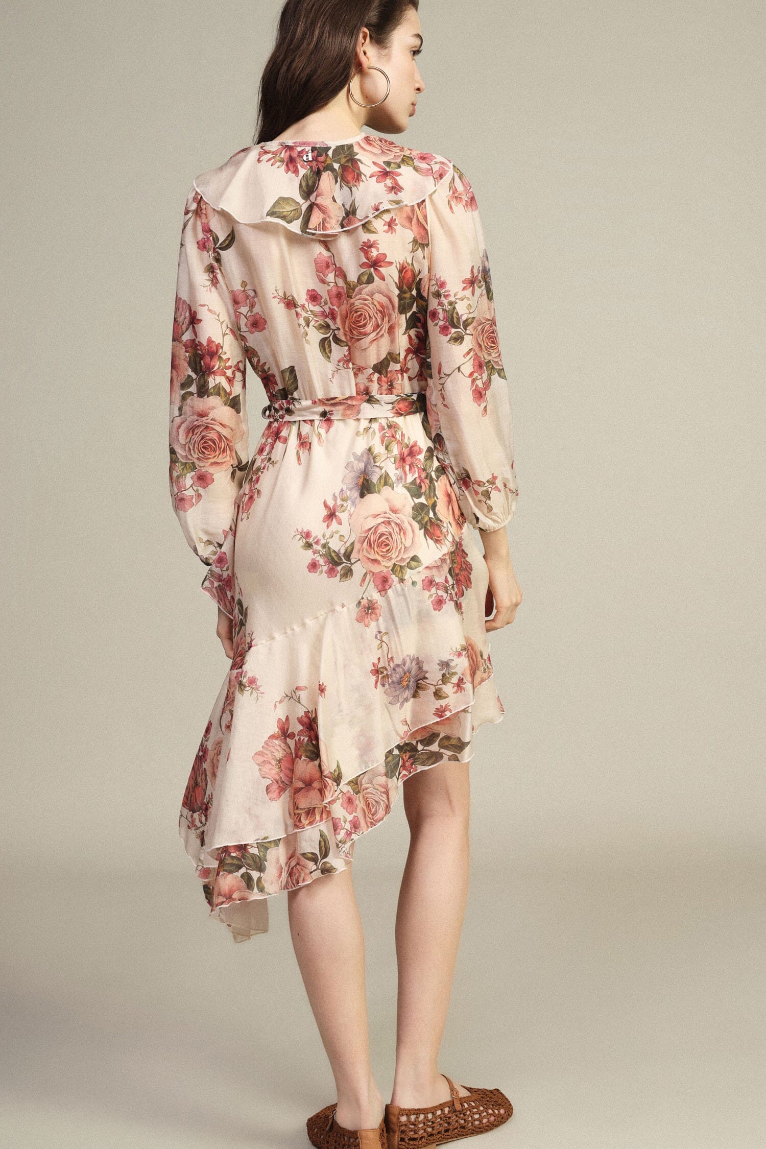 Dress With Floral Print Asymmetrical Ruffles Dixie