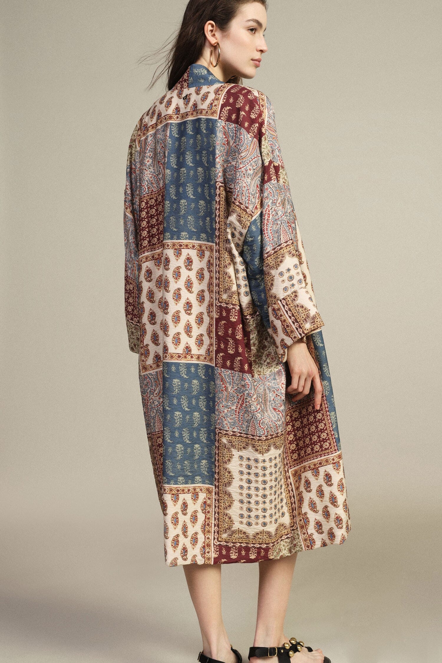 Dixie Paisley Print Patchwork Fantasy Duster Coat