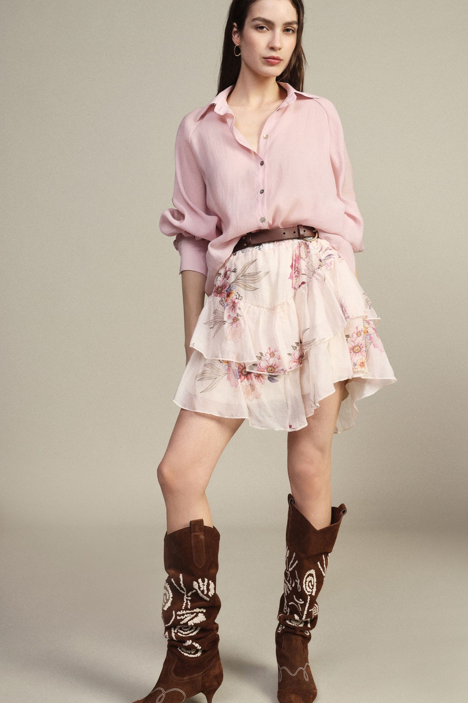 Gonna Corta A Balze Con Stampa Floreale Dixie