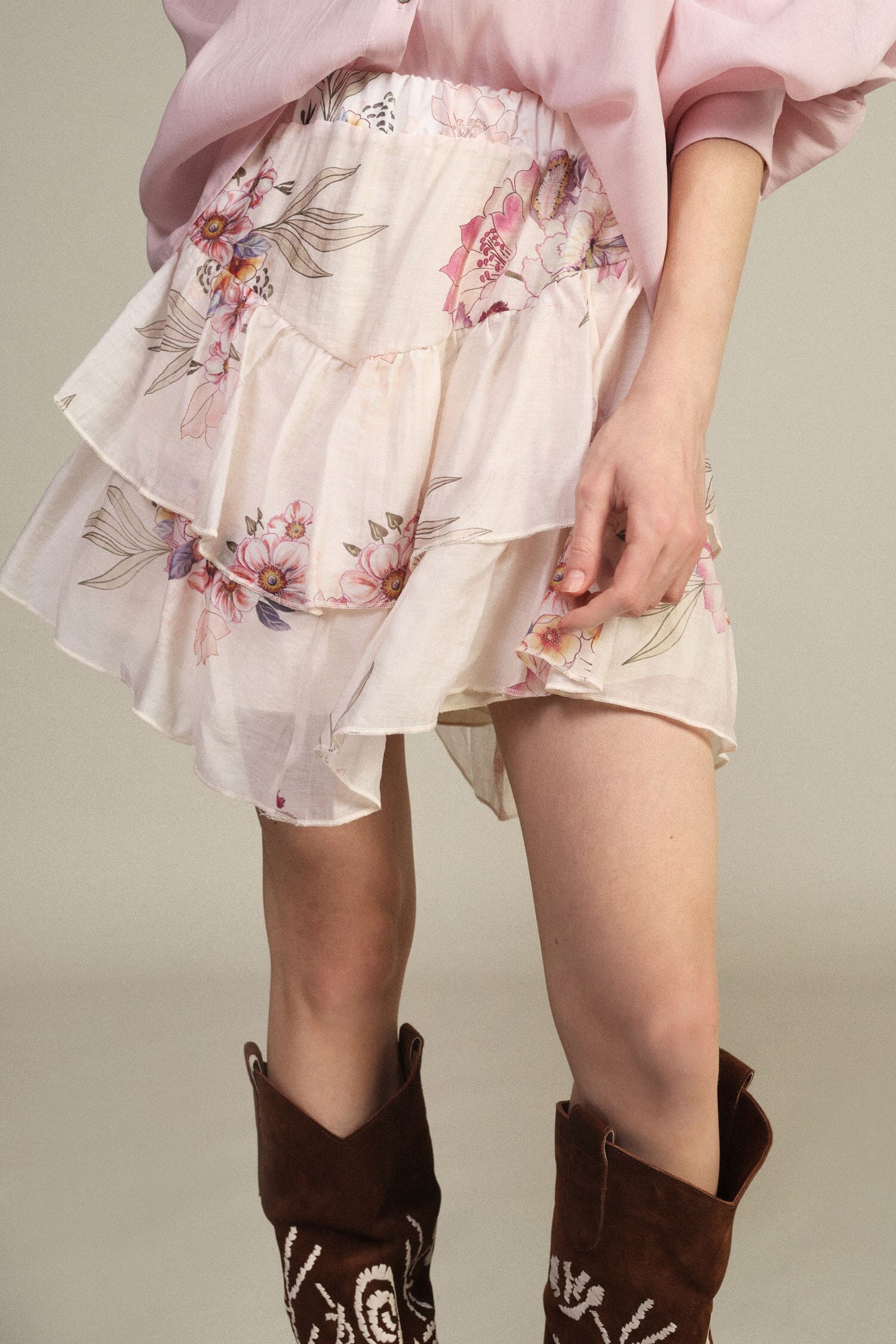 Gonna Corta A Balze Con Stampa Floreale Dixie