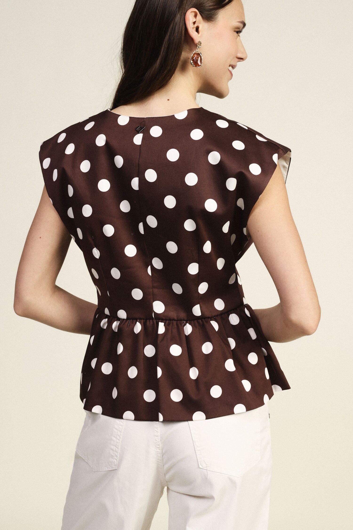 Sleeveless Polka Dot Pattern Vest With Buttons Dixie