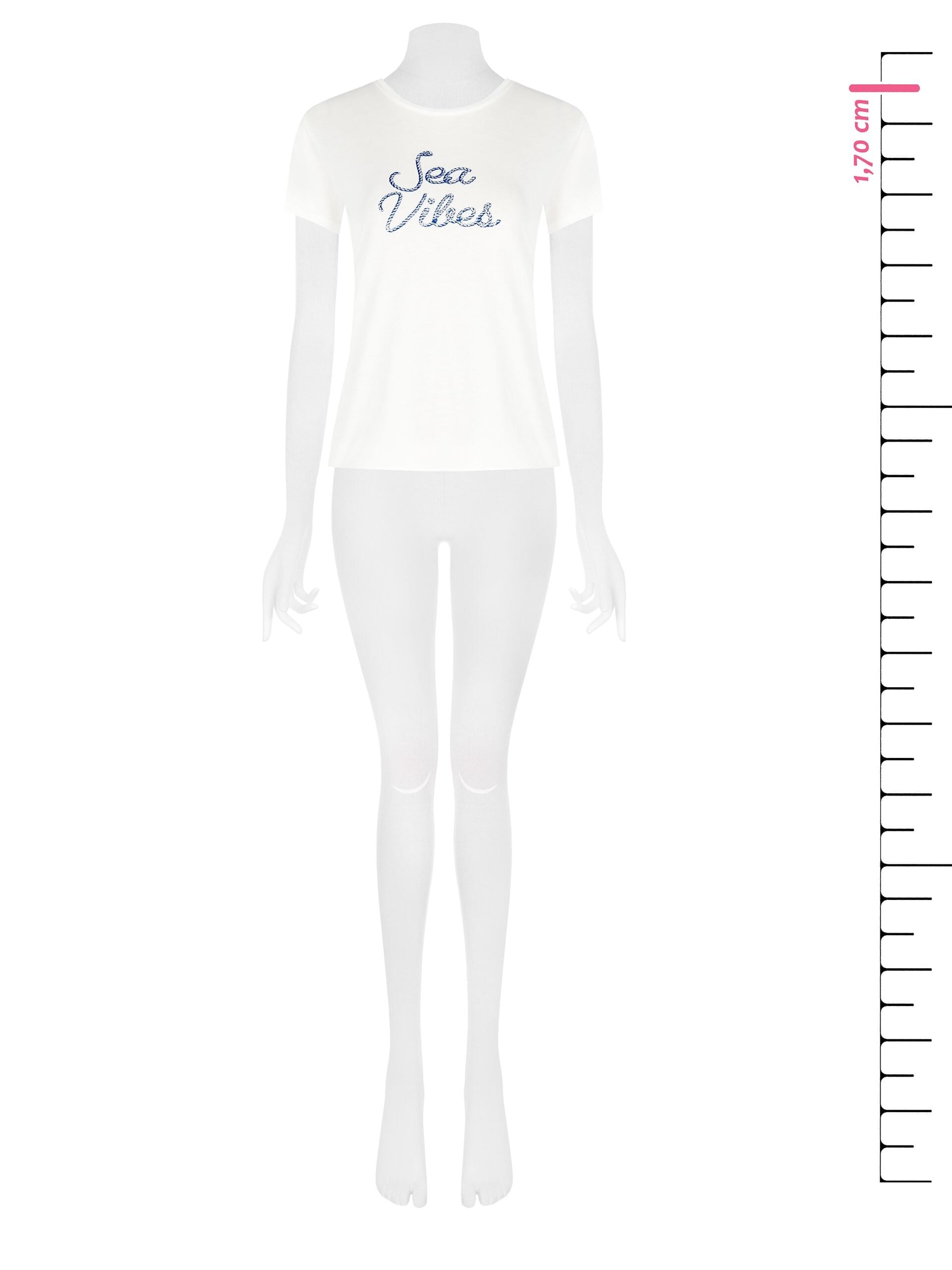 T- Shirt Regular In Cotone Stampa Navy E Strass Rinascimento