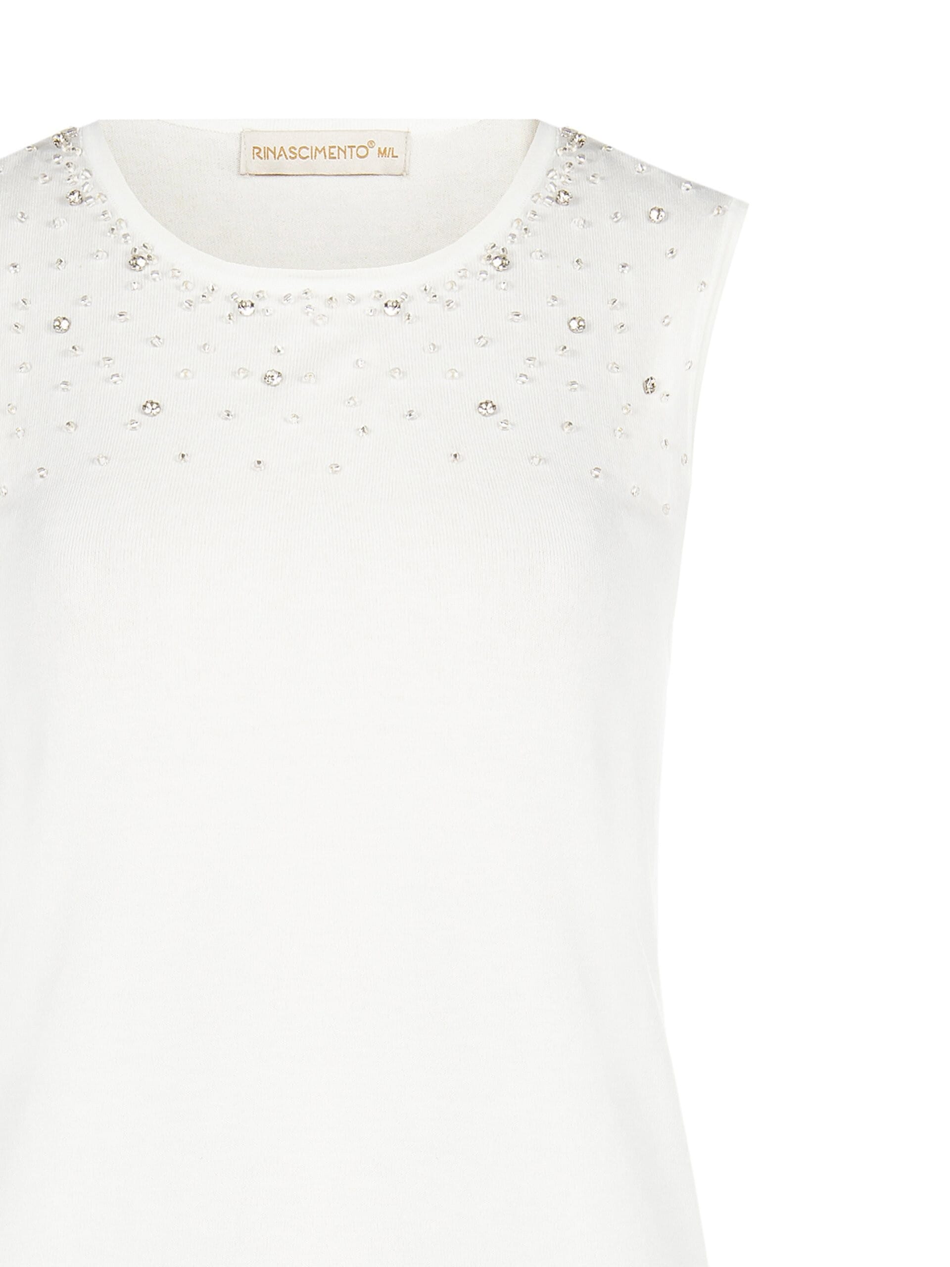 Top In Maglia In Misto Viscosa Con Perle E Cristalli Rinascimento