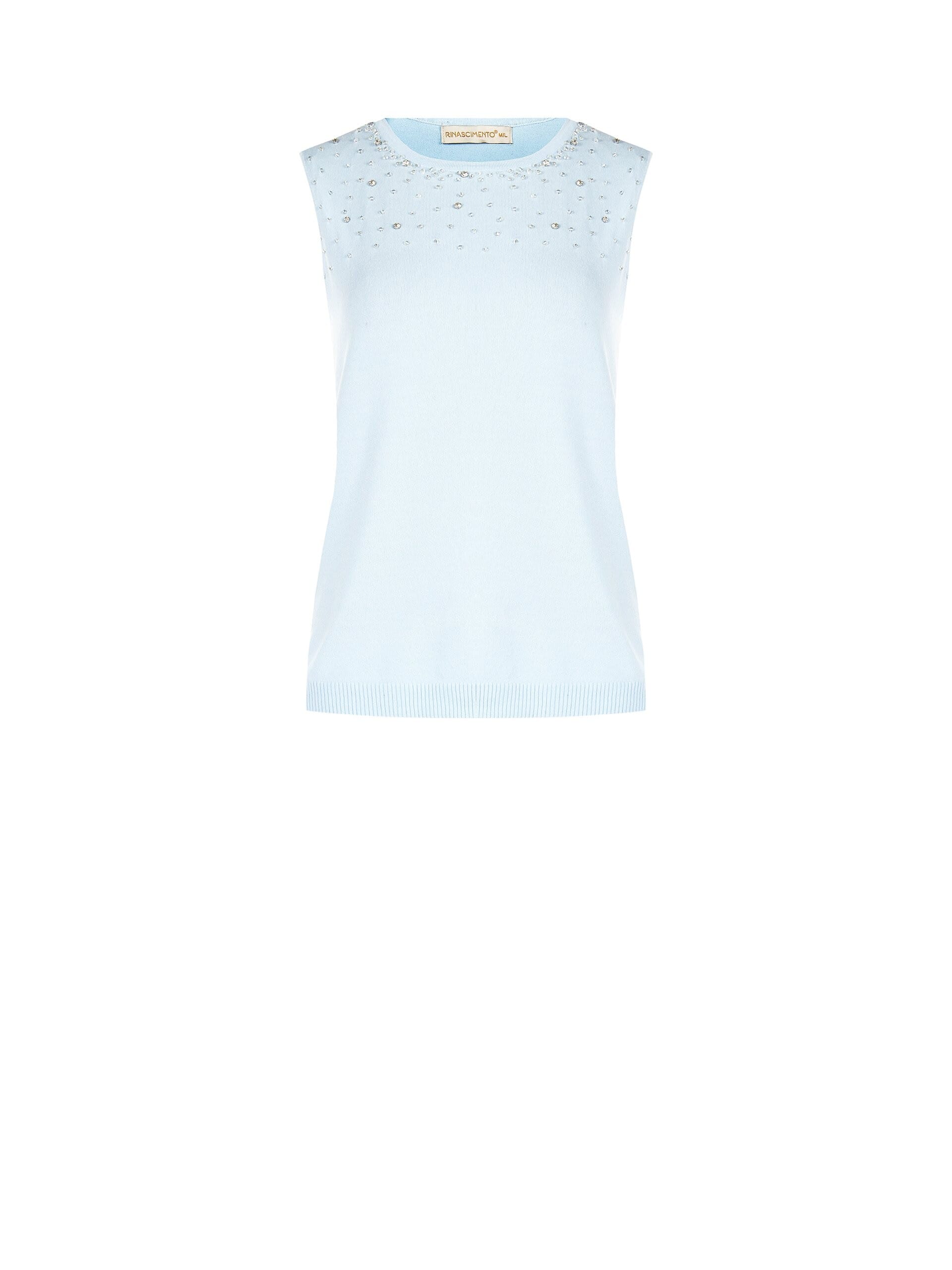 Top In Maglia In Misto Viscosa Con Perle E Cristalli Rinascimento