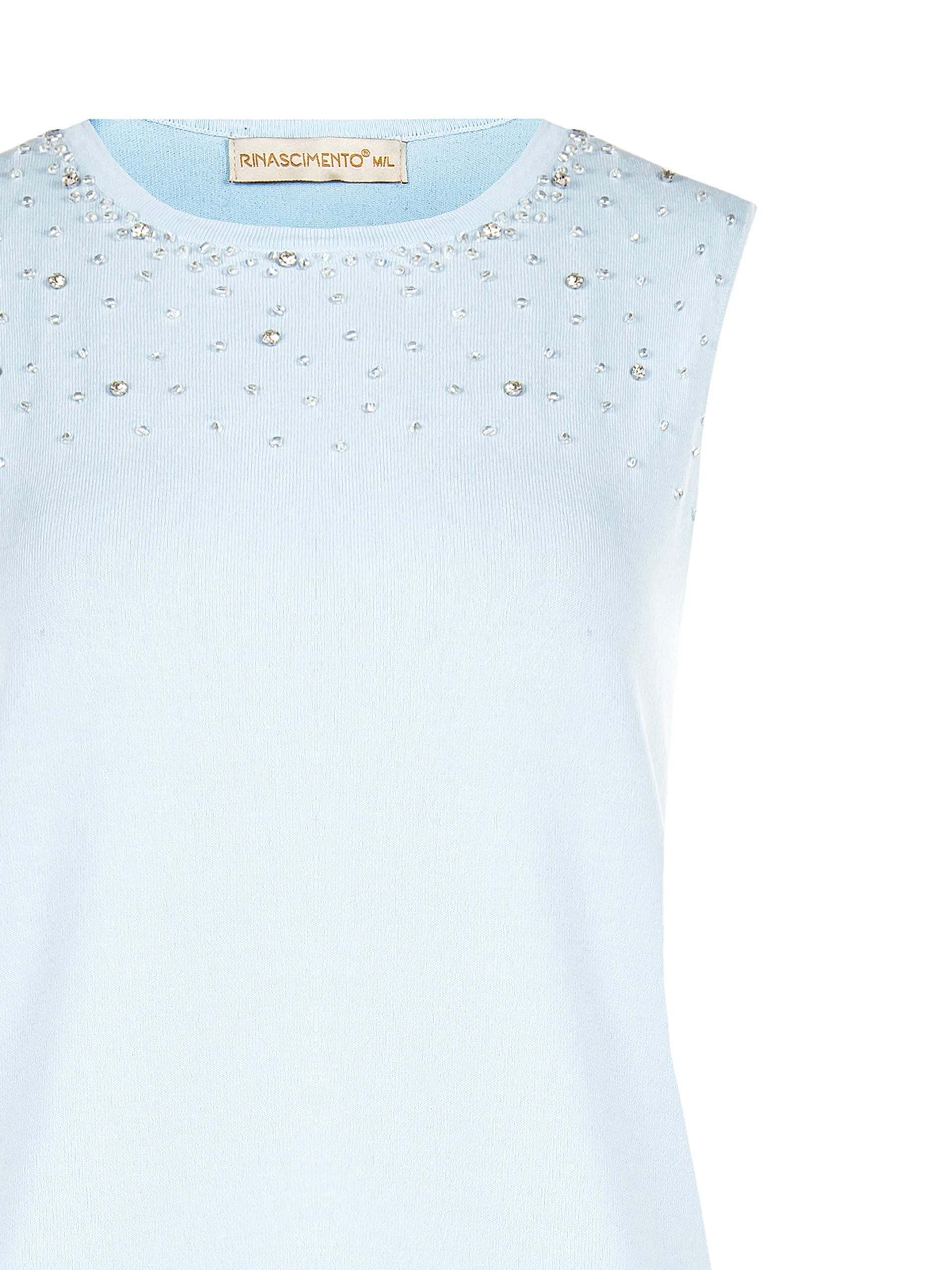 Top In Maglia In Misto Viscosa Con Perle E Cristalli Rinascimento