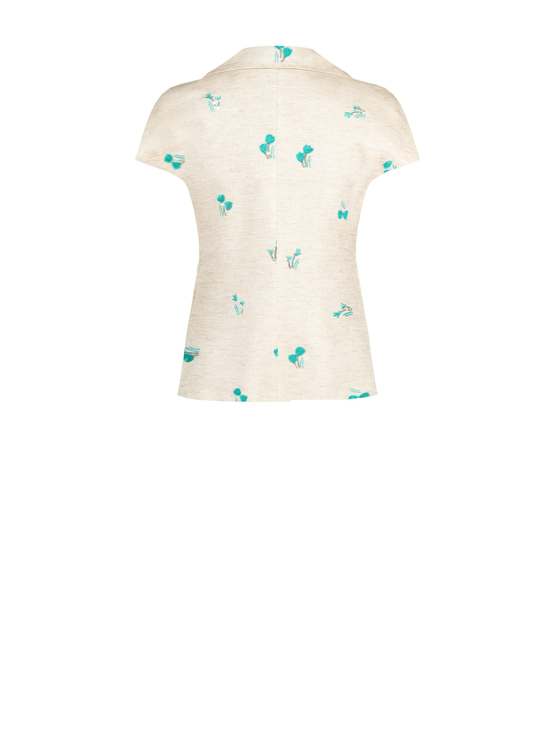 Veste plissée en lyocell et lin mélangés avec broderie de tulipes et paillettes Rinascimento