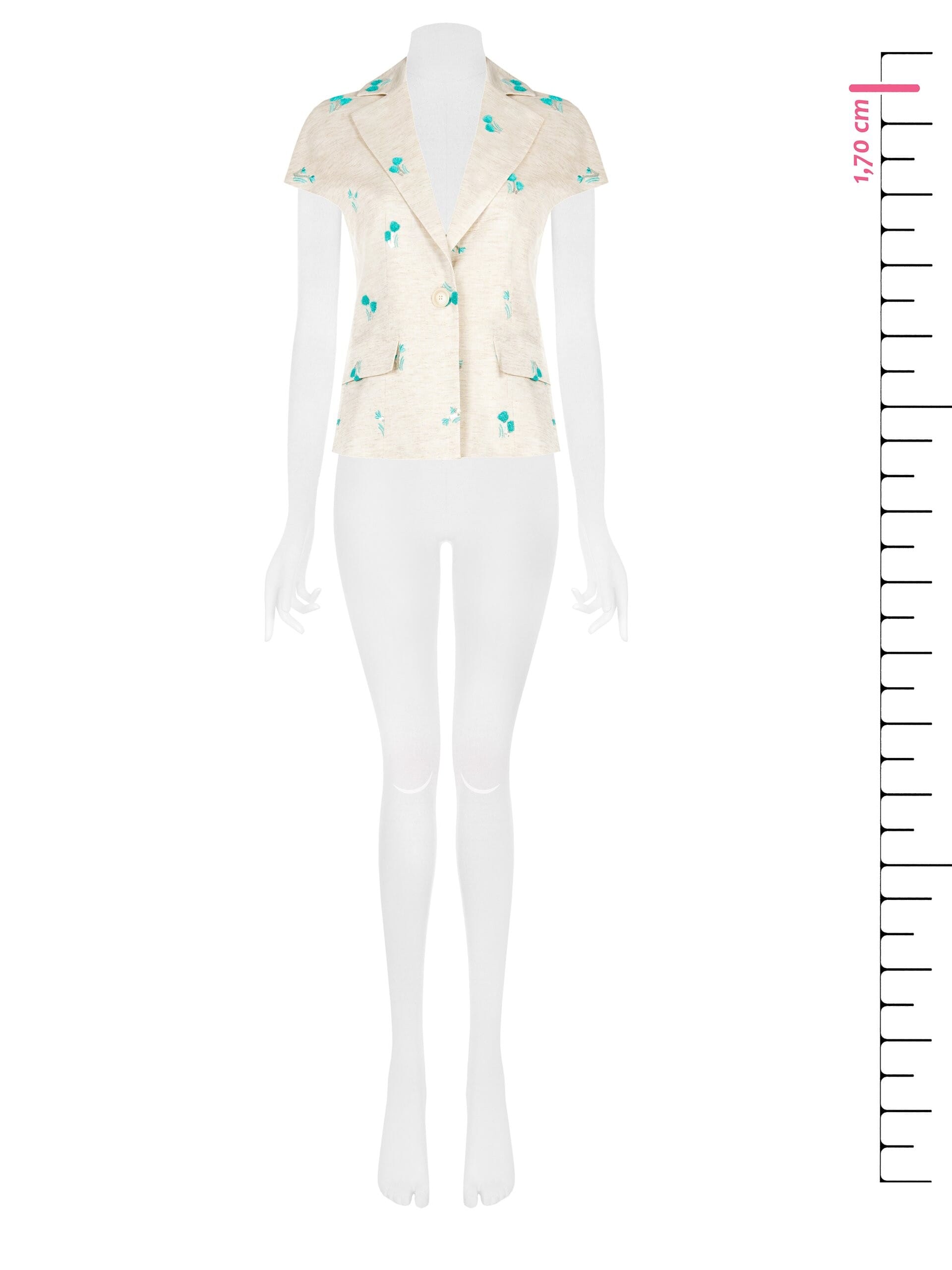 Veste plissée en lyocell et lin mélangés avec broderie de tulipes et paillettes Rinascimento