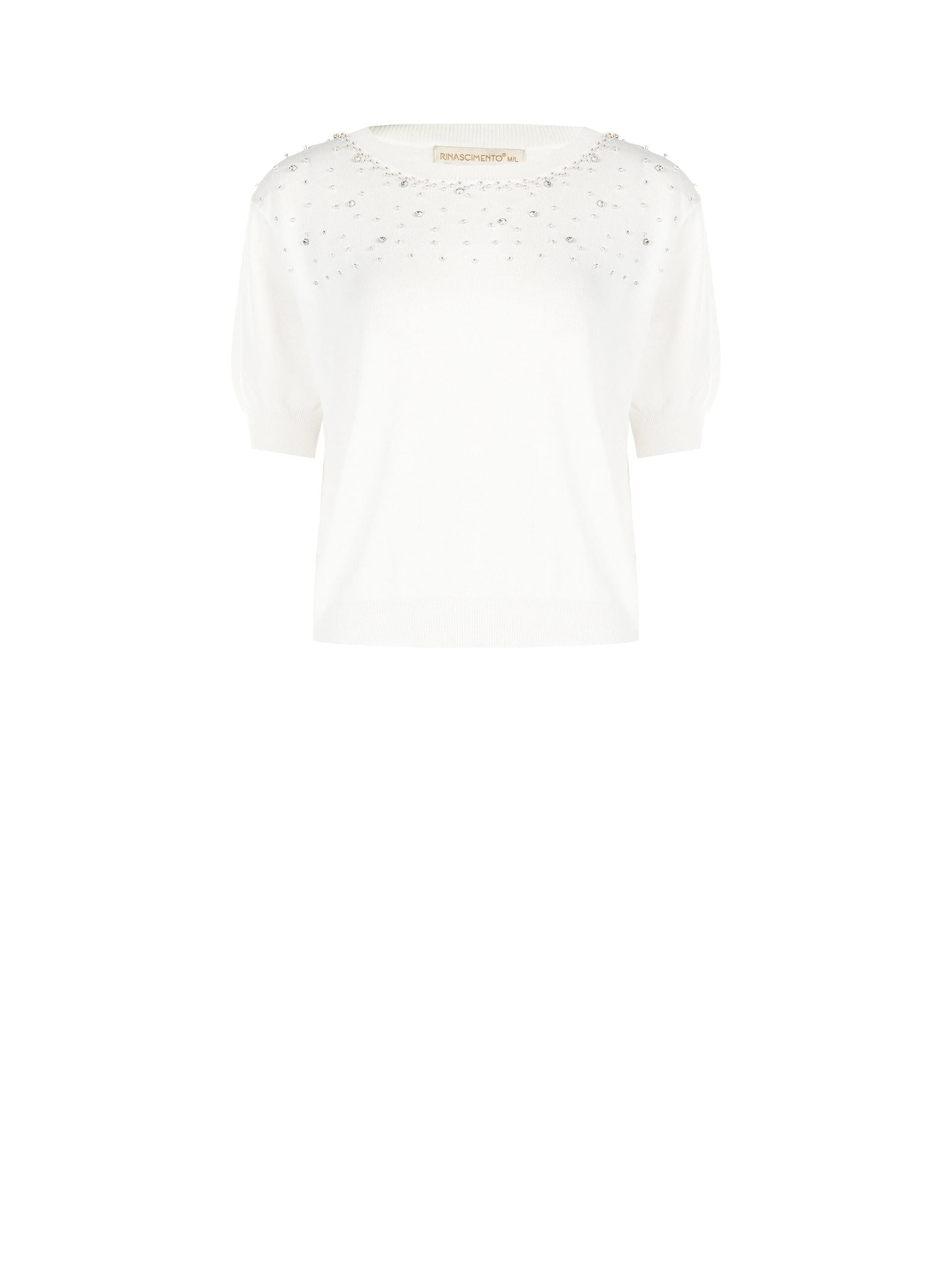 Maglione Leggero In Misto Viscosa Con Perle E Cristalli Rinascimento