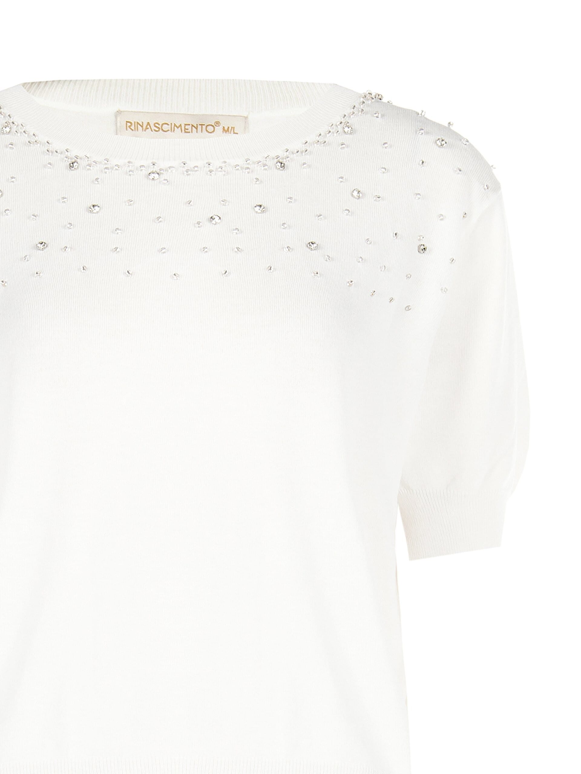 Maglione Leggero In Misto Viscosa Con Perle E Cristalli Rinascimento