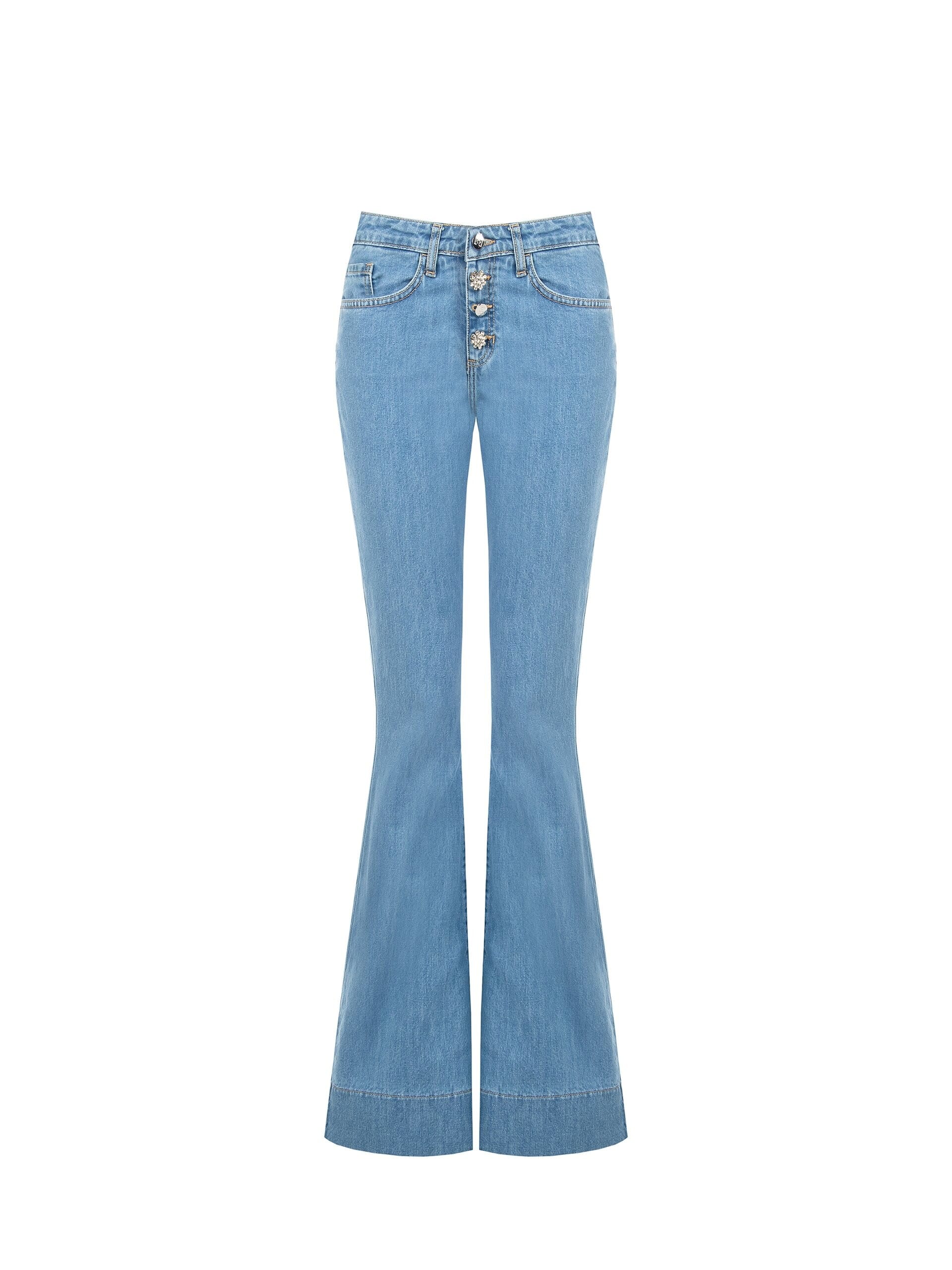 Jeans Flare Con Bottoni Gioiello Rinascimento