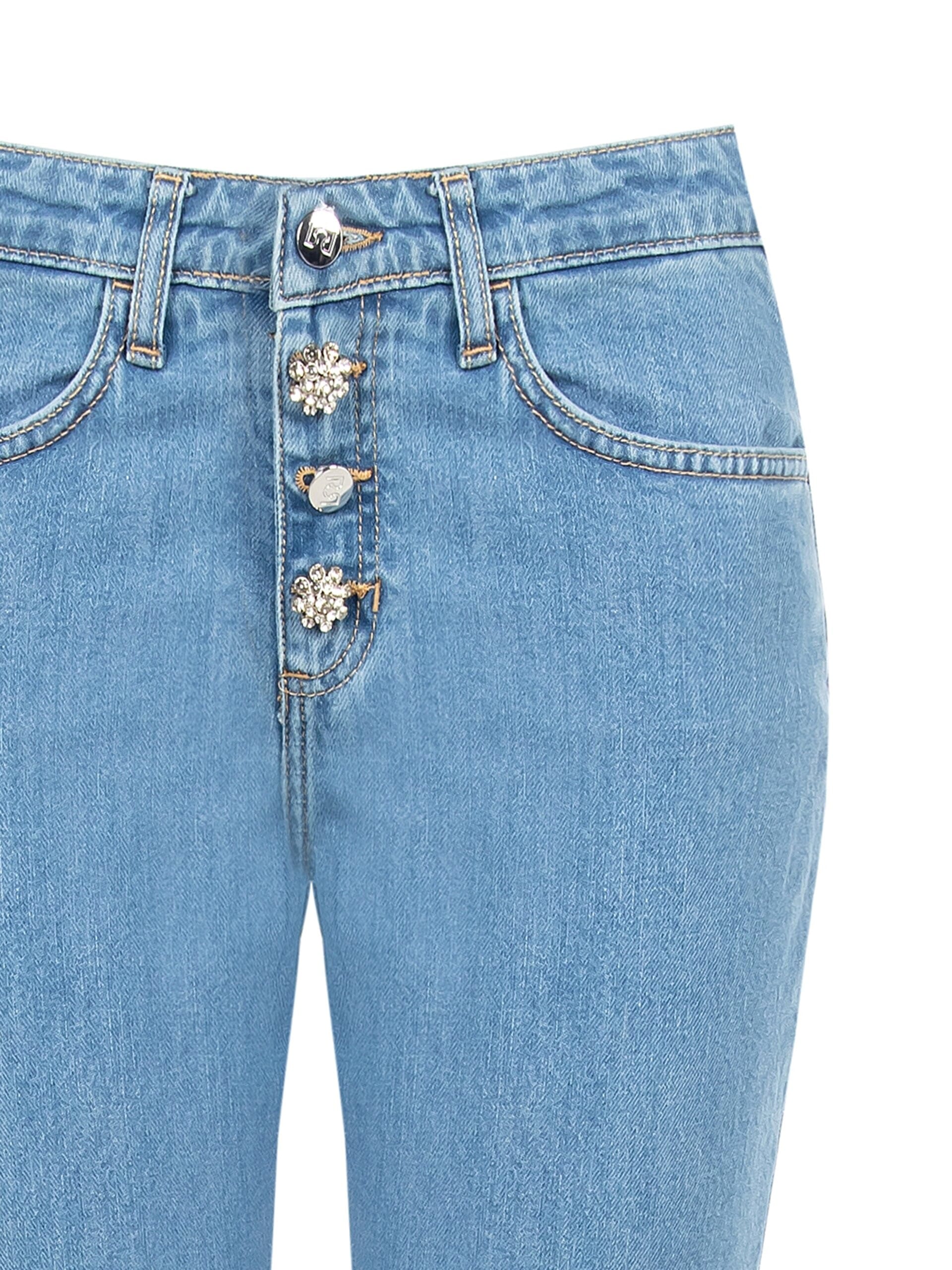 Jeans Flare Con Bottoni Gioiello Rinascimento