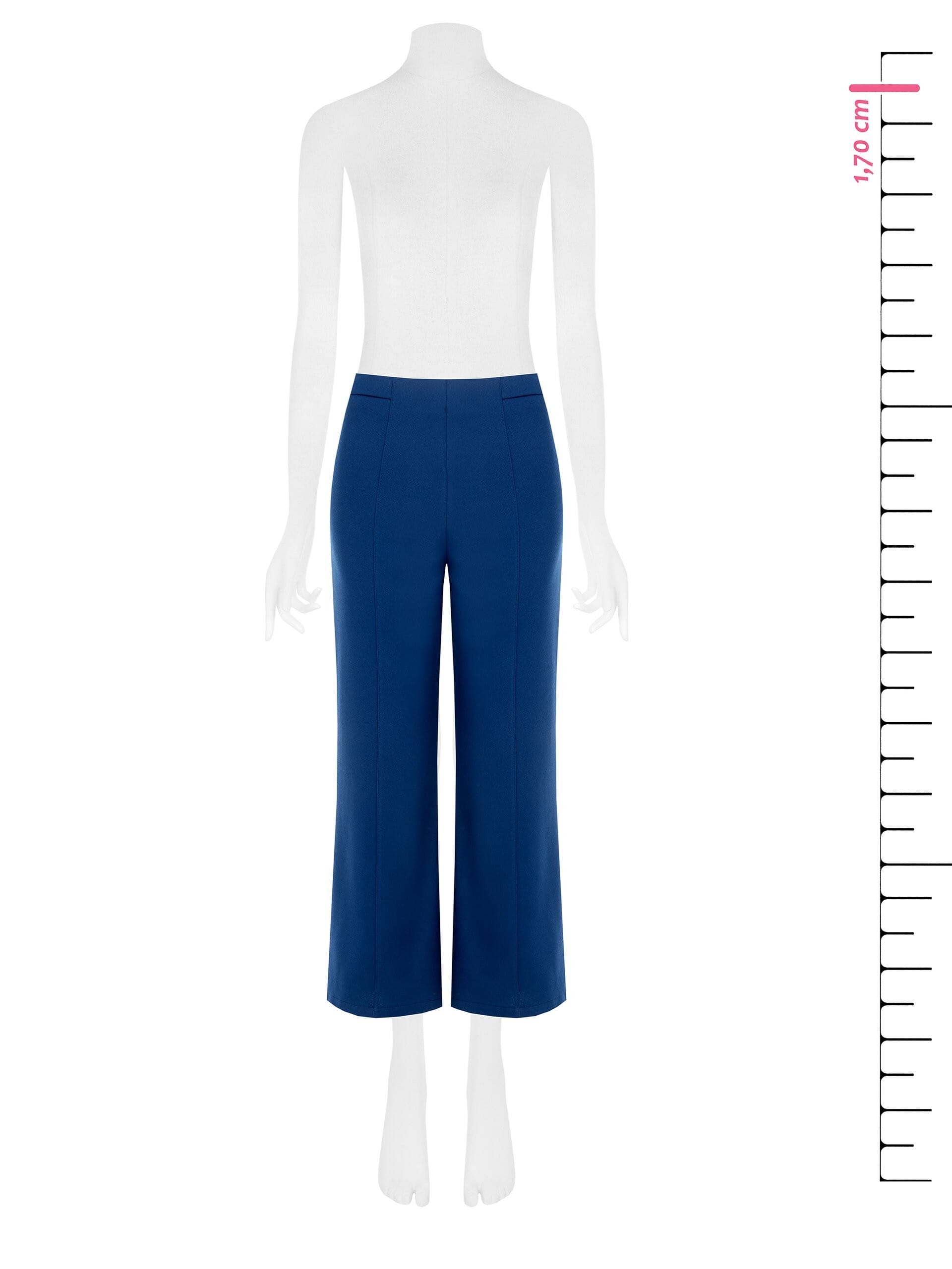 Pantaloni Cropped In Scuba Crepe Con Elastico In Vita Rinascimento