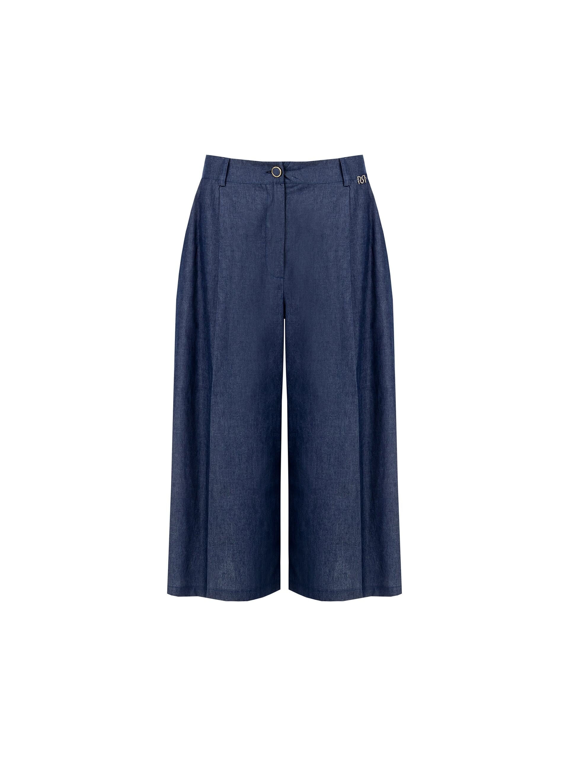 Pantaloni Culotte In Leggero Denim Con Targhetta Logo Rr Rinascimento