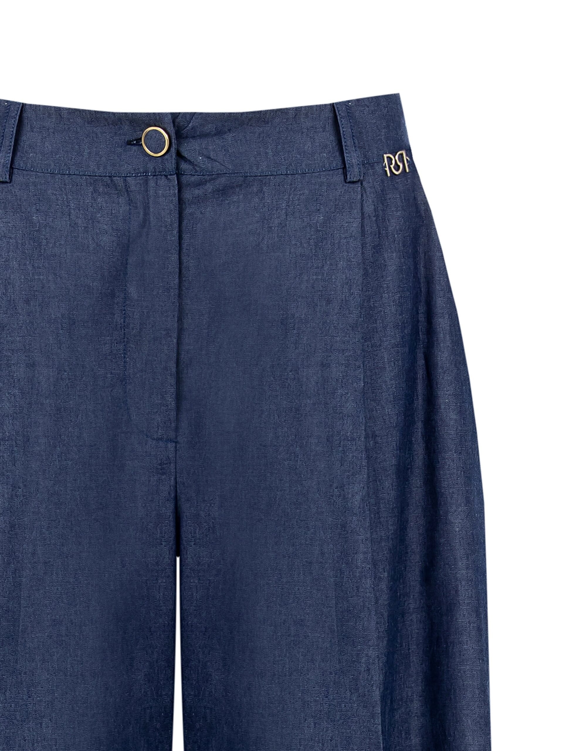 Pantaloni Culotte In Leggero Denim Con Targhetta Logo Rr Rinascimento