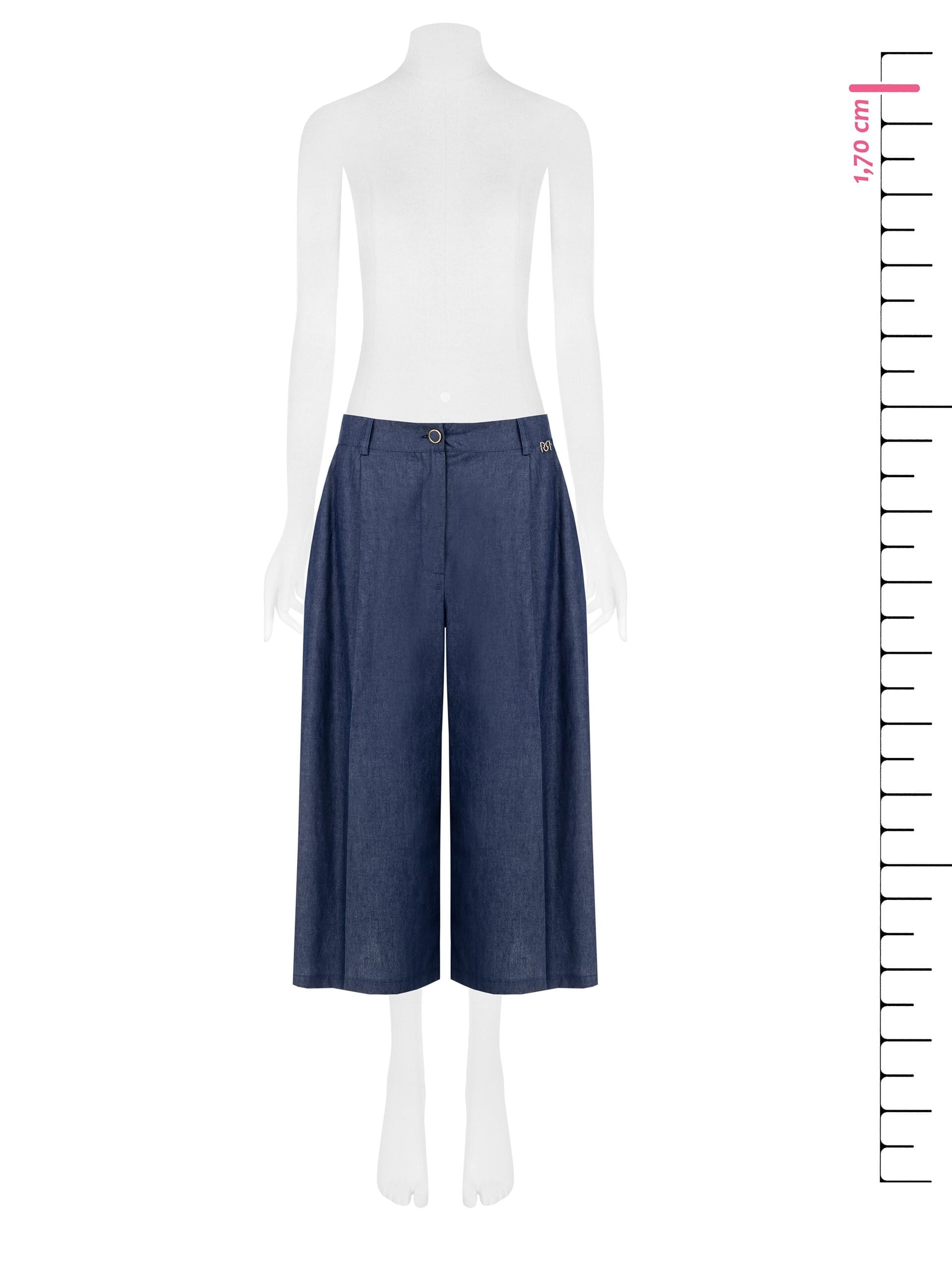 Pantaloni Culotte In Leggero Denim Con Targhetta Logo Rr Rinascimento