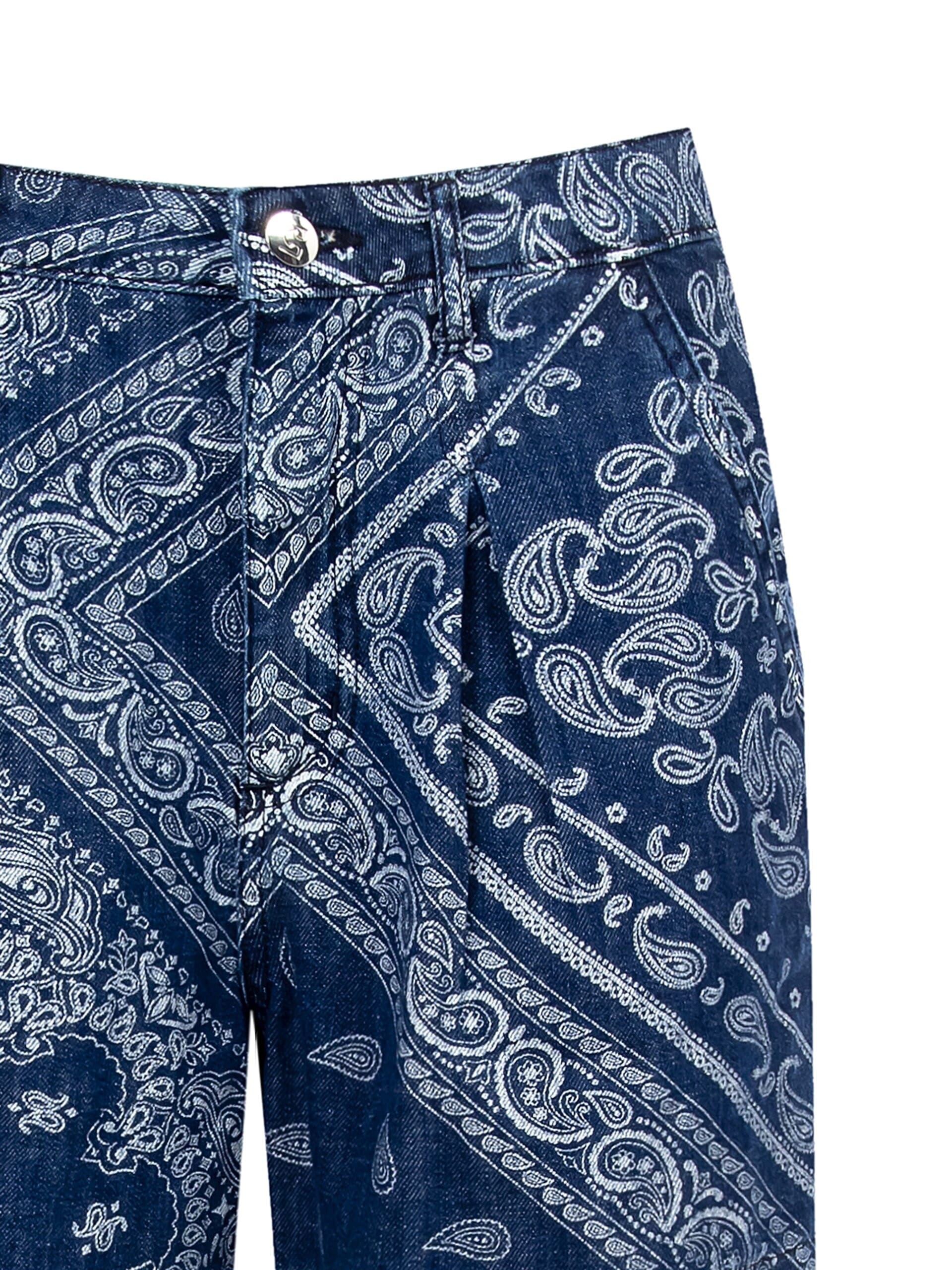 Rinascimento - Pantalon court en denim imprimé