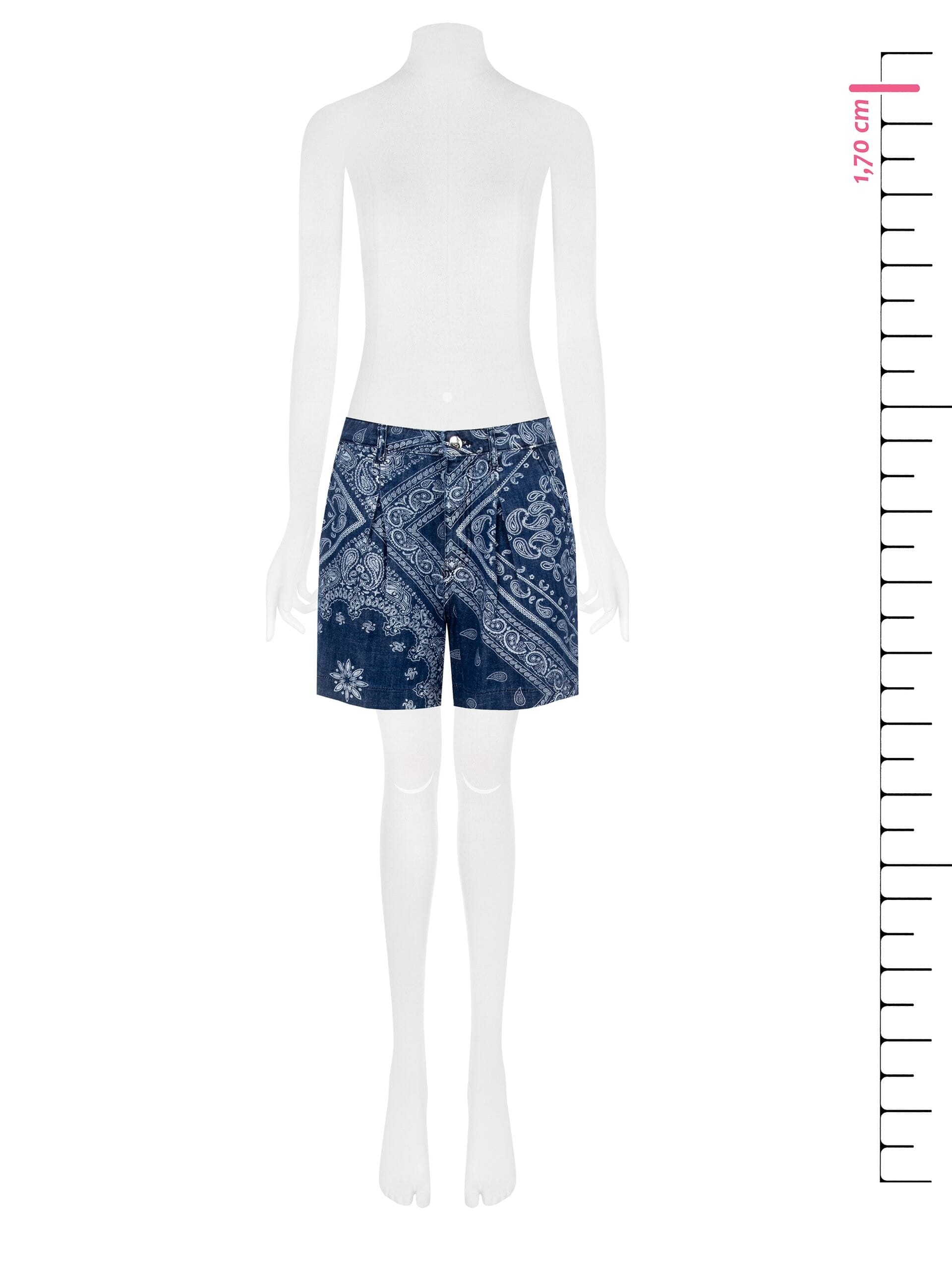 Rinascimento - Pantalon court en denim imprimé