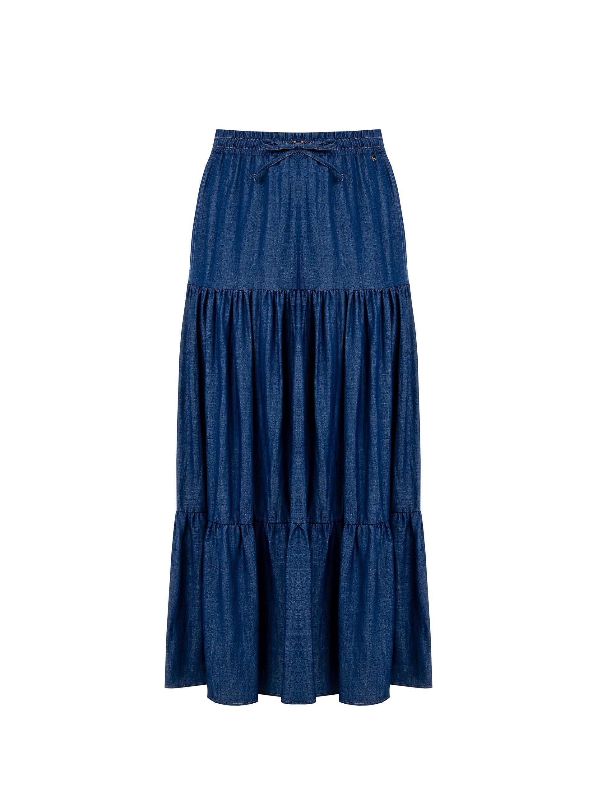 Gonna Lunga A Balze In Leggero Denim Rinascimento Curvy