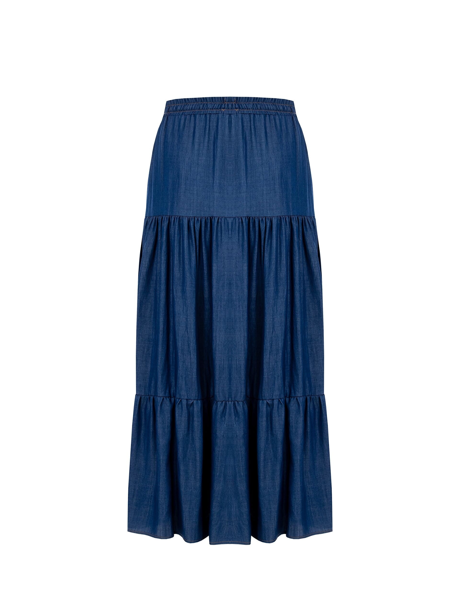 Gonna Lunga A Balze In Leggero Denim Rinascimento Curvy