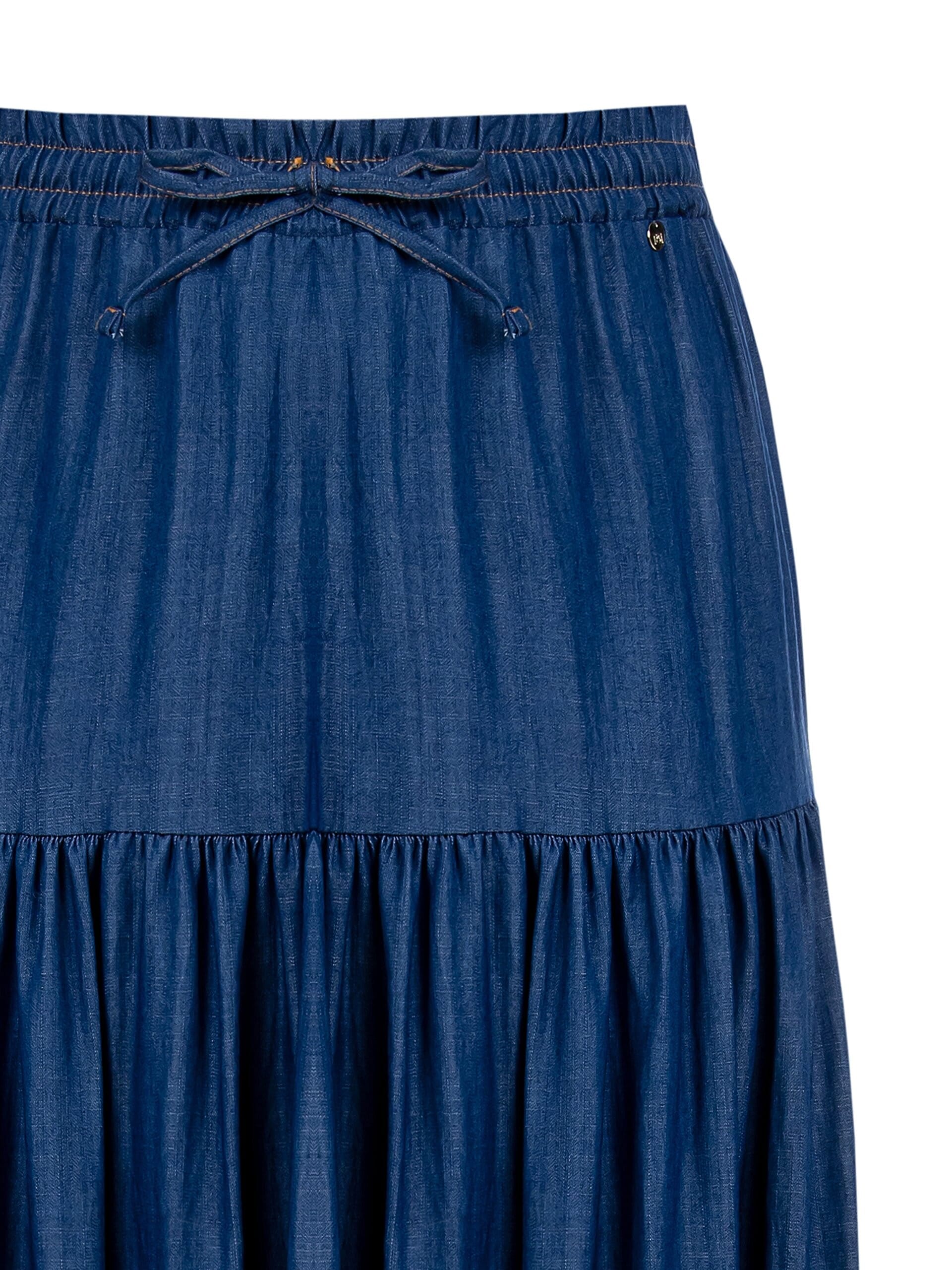 Gonna Lunga A Balze In Leggero Denim Rinascimento Curvy