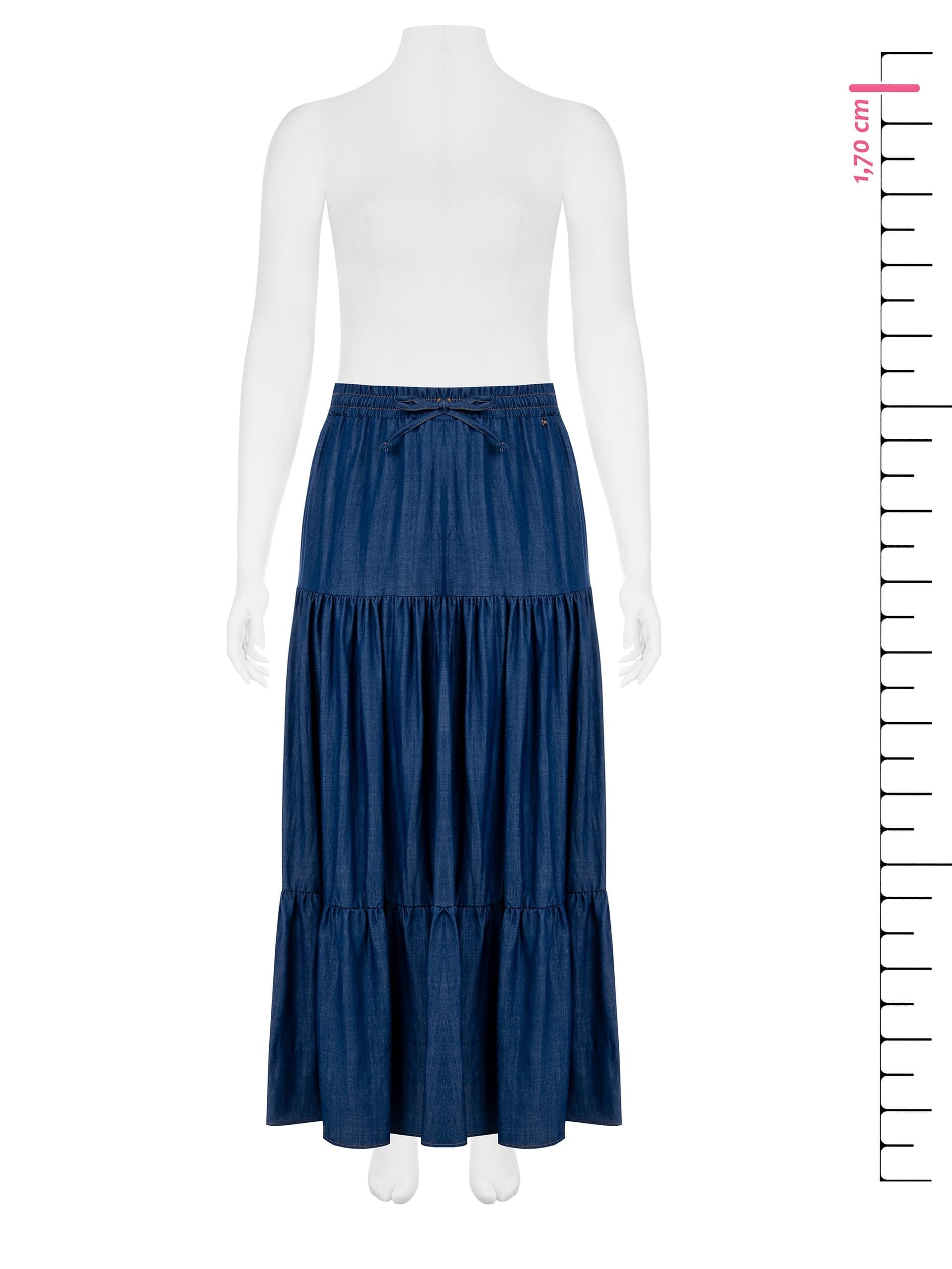 Gonna Lunga A Balze In Leggero Denim Rinascimento Curvy