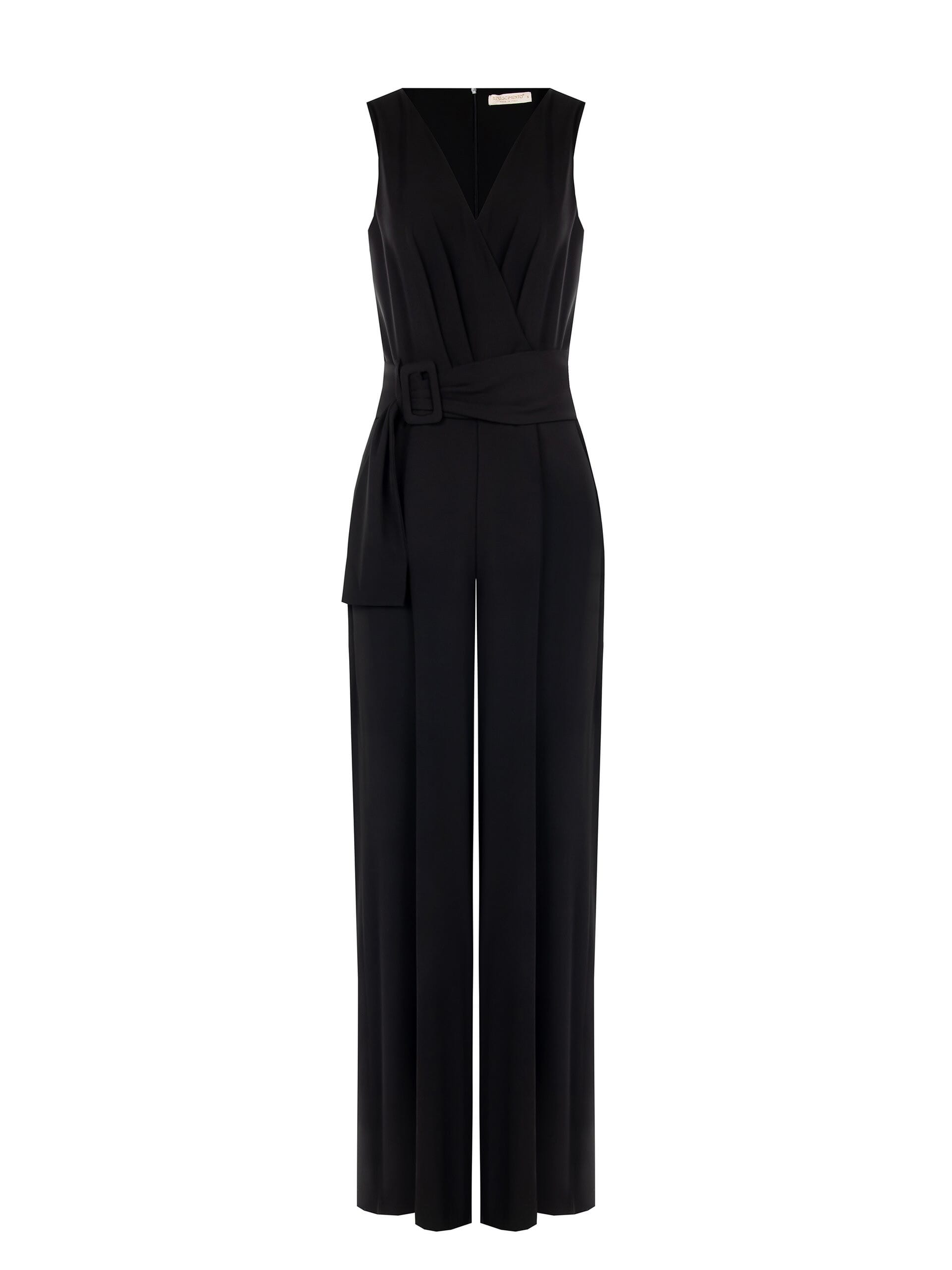 Stretch Cotton Blend Full Length Suit With Rigid Logo Belt Rinascimento