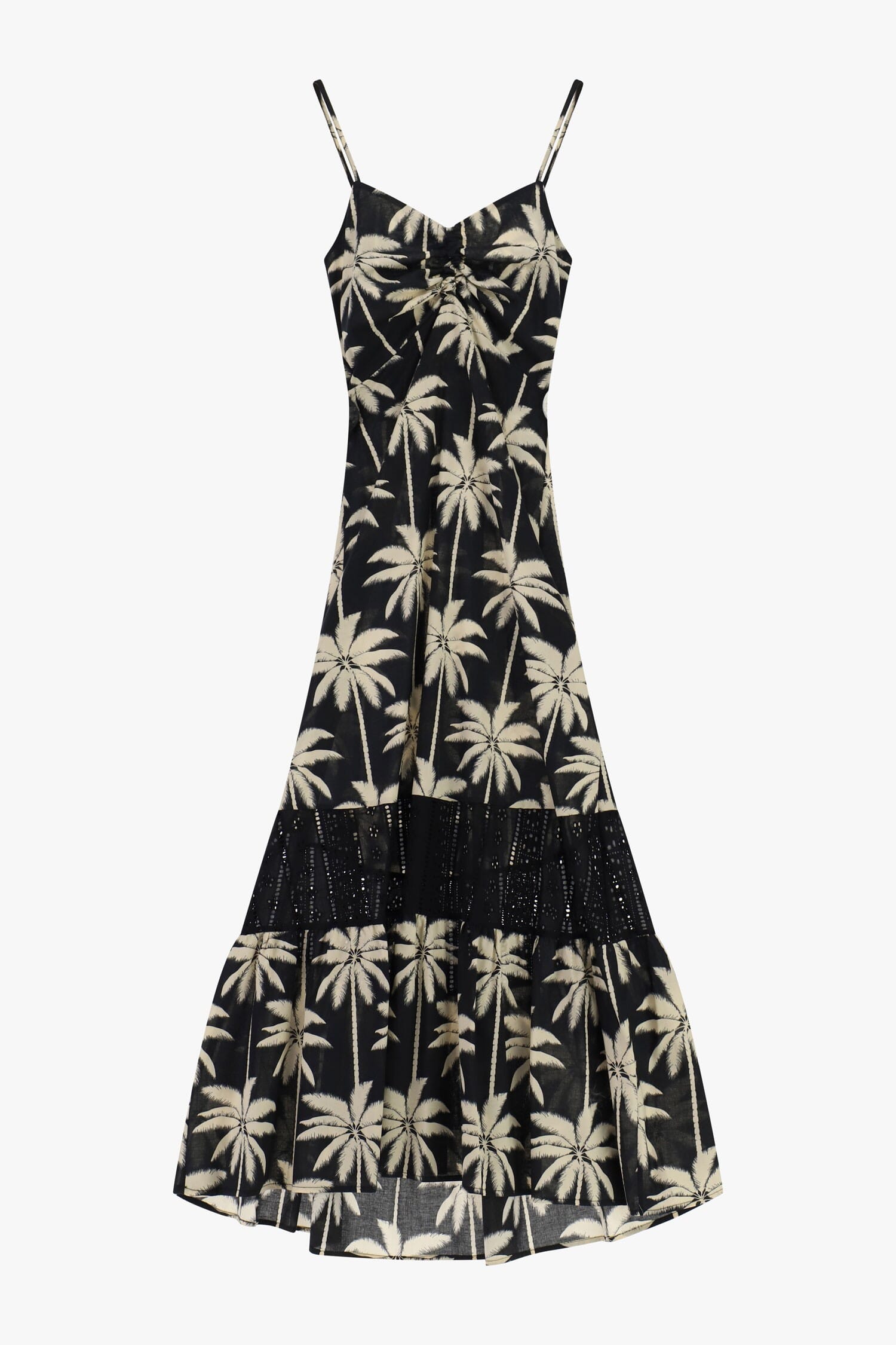 Abito Midi Stampa Palme Con Spalline Sottili Dixie
